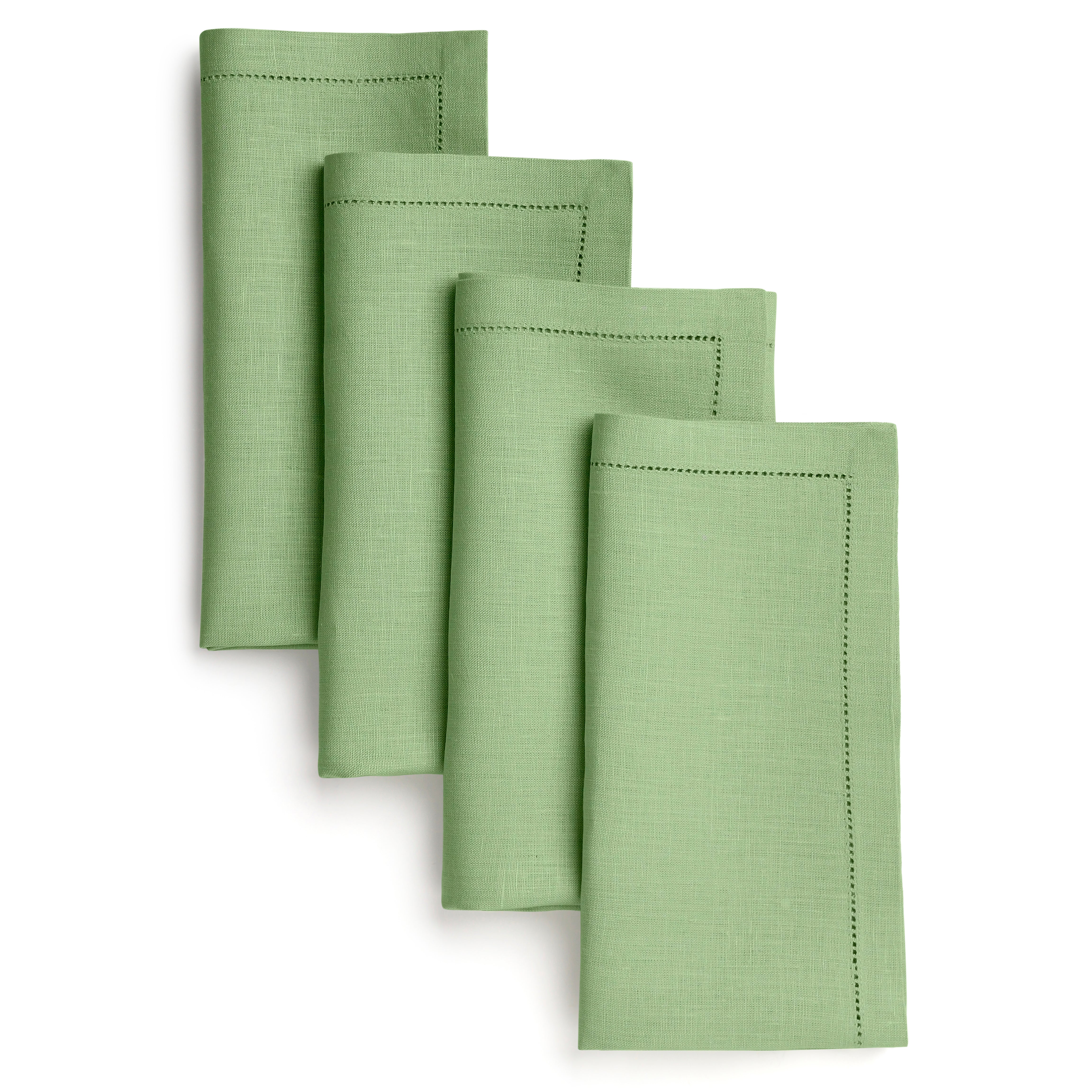 Sage Green Linen Napkins, Hemstitch, 20 x 20 inch, 4 pcs