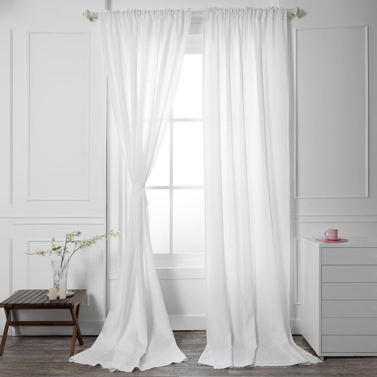 White Linen Curtain | Set of 2 Panels