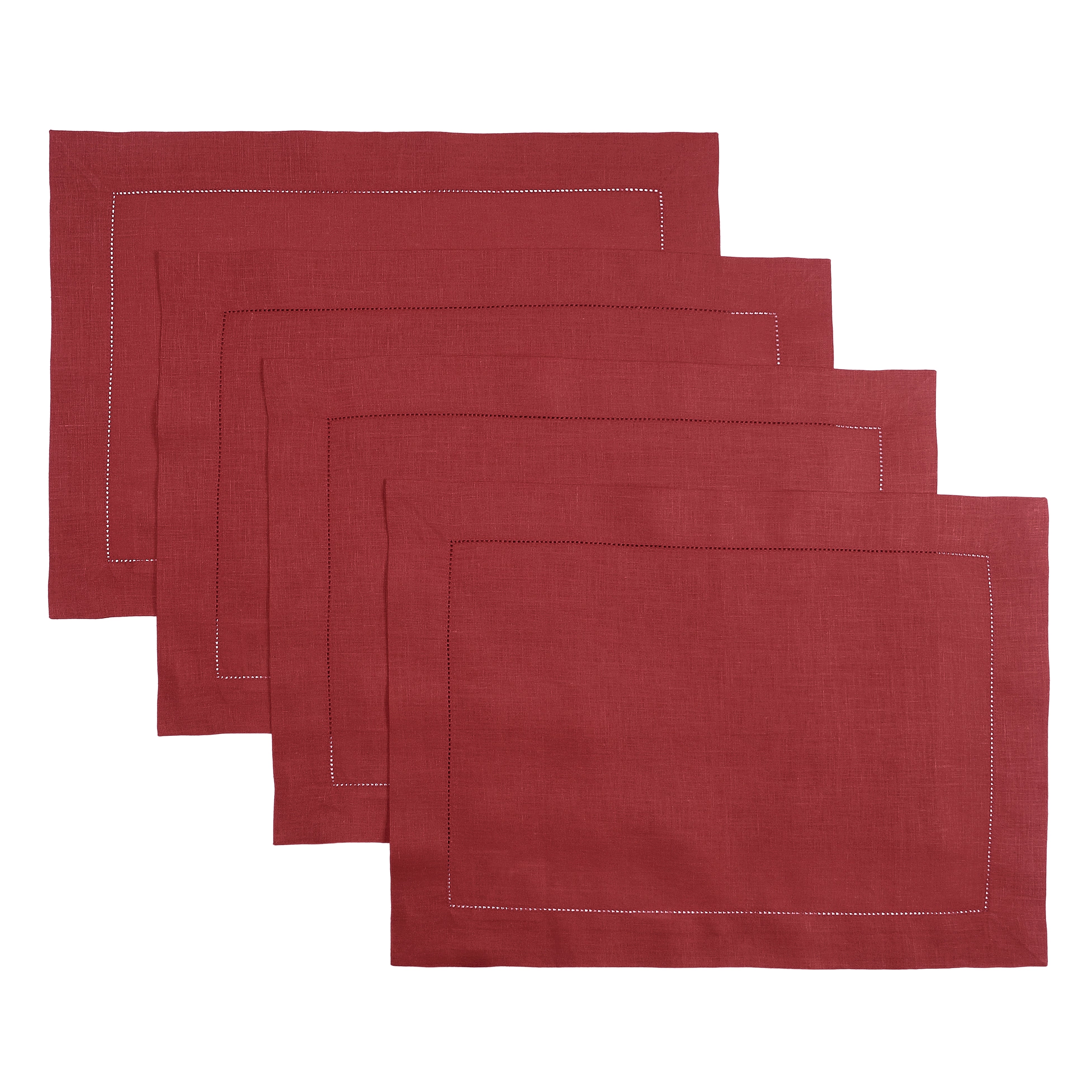 Signature Linen™ Red Placemats - Hemstitch, 4 pcs