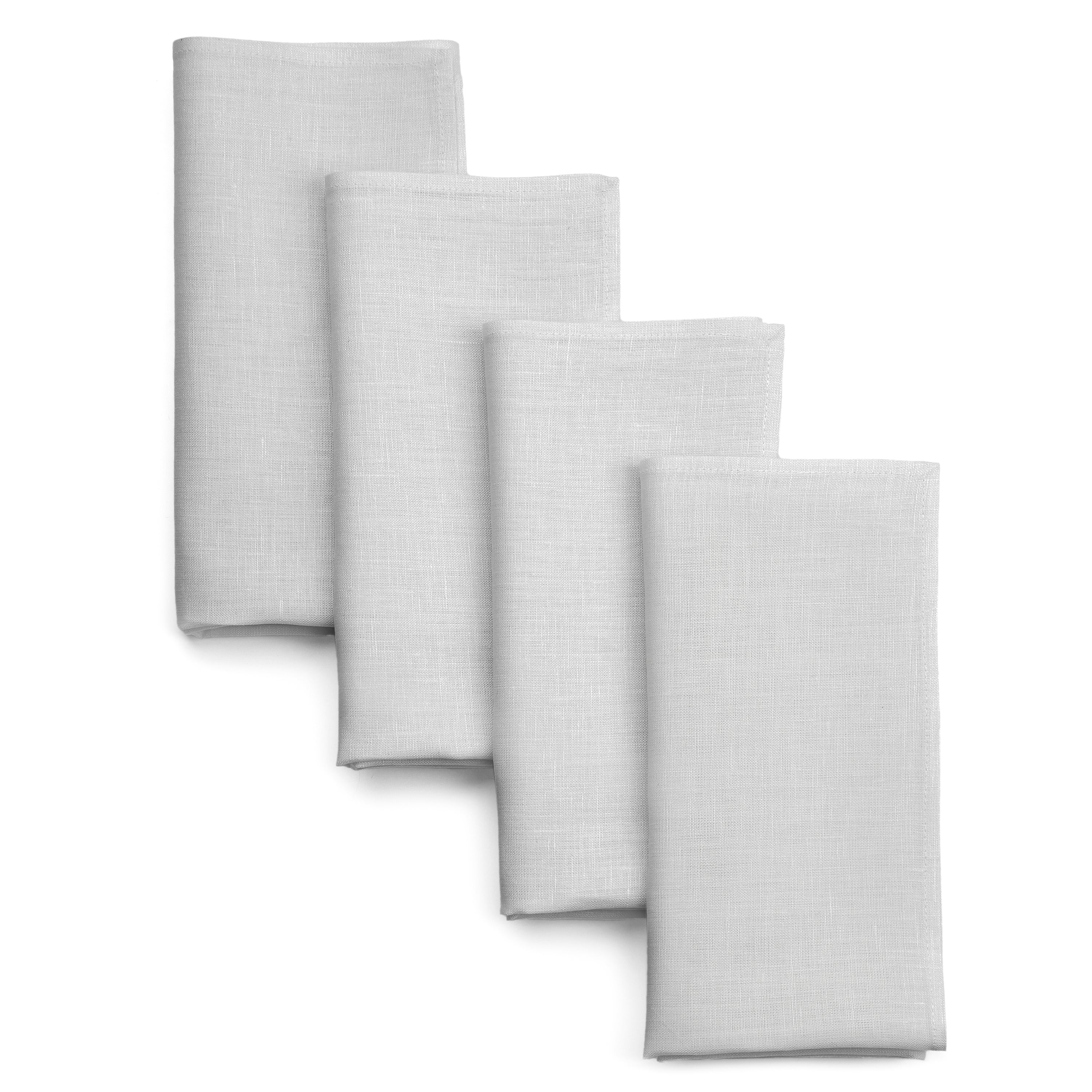 Silver Grey Linen Napkins, Hemmed, 18 x 18 inch, 4 pcs