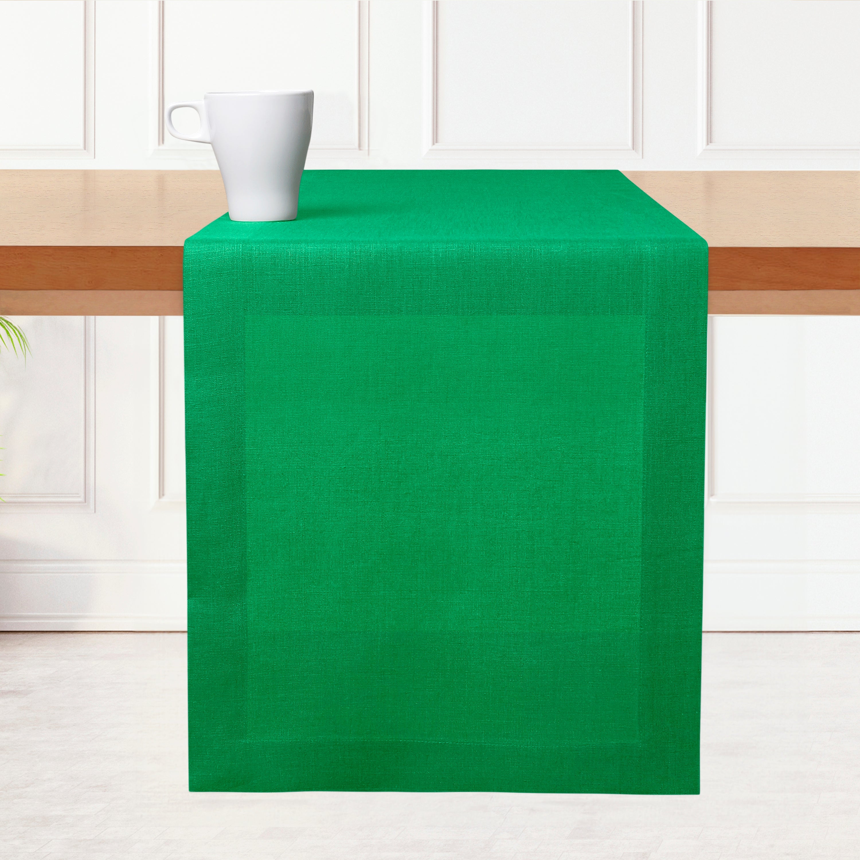 Kelly Green Pure Linen Table Runner - Hemmed