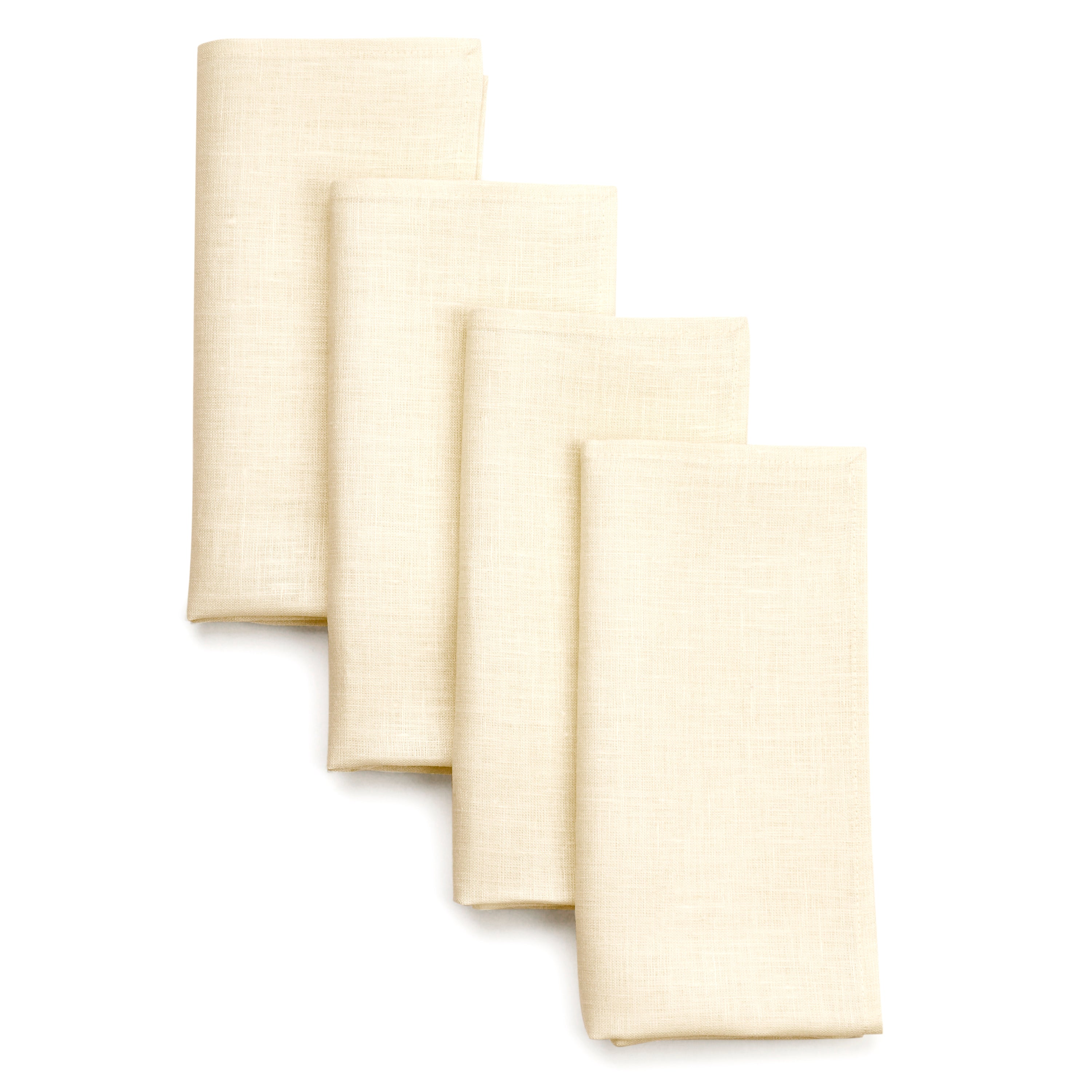 Vanilla Cream Linen Napkins, Hemmed, 18 x 18 inch, 4 pcs