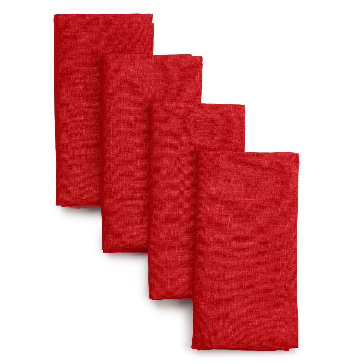 Bright Red Linen Dinner Napkins 18 x 18 Inch Set of 4 - Hemmed