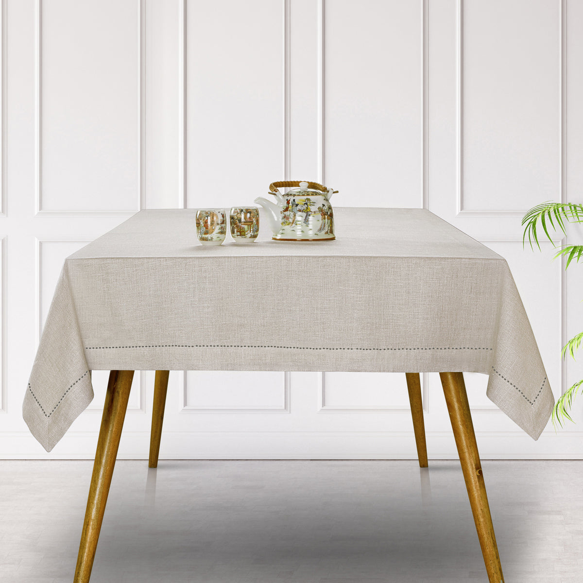 Light Natural Linen Tablecloth - Hemstitch