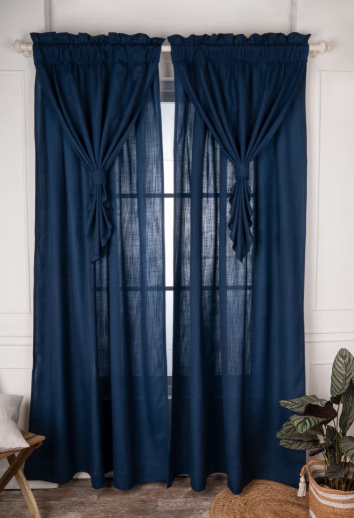 Navy Blue Linen Royal Look Curtains
