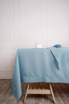 Powder Blue Linen Tablecloth - Hemstitch