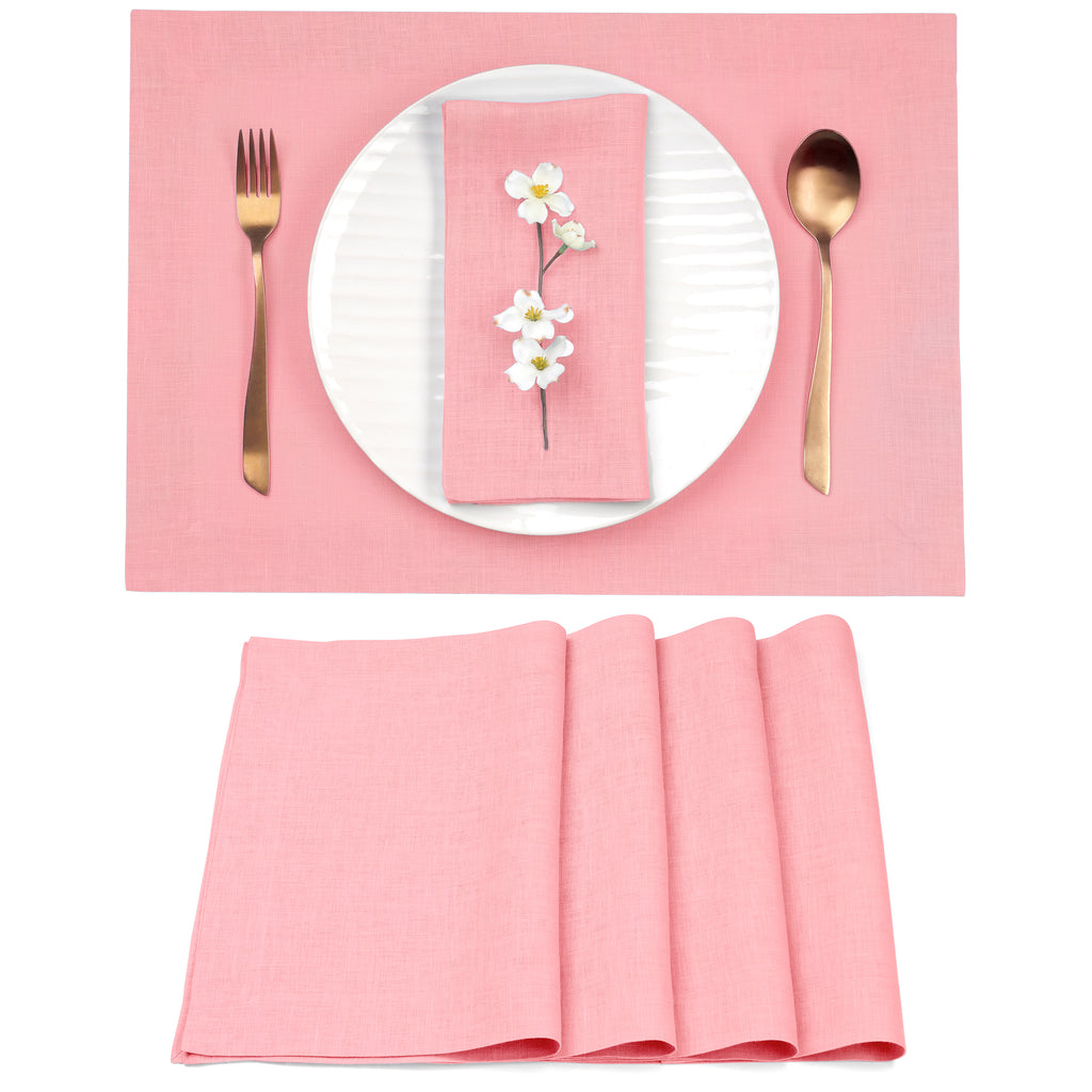 100% Pure Linen Hemmed Placemats | Natural Fabric European Flax