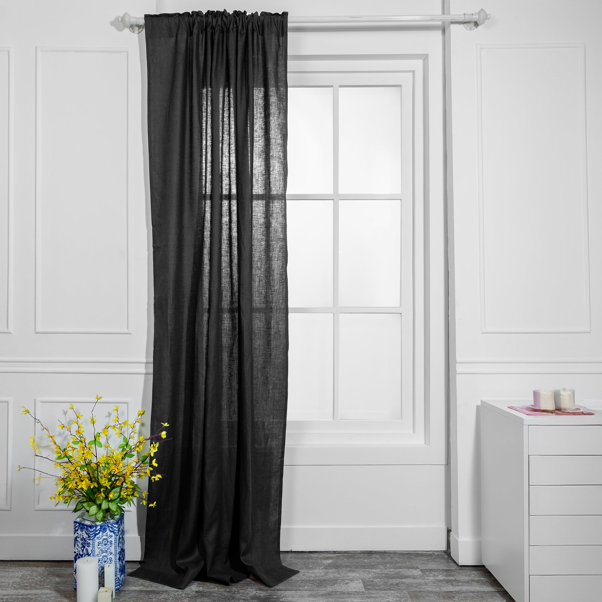 Black Linen Curtain - 