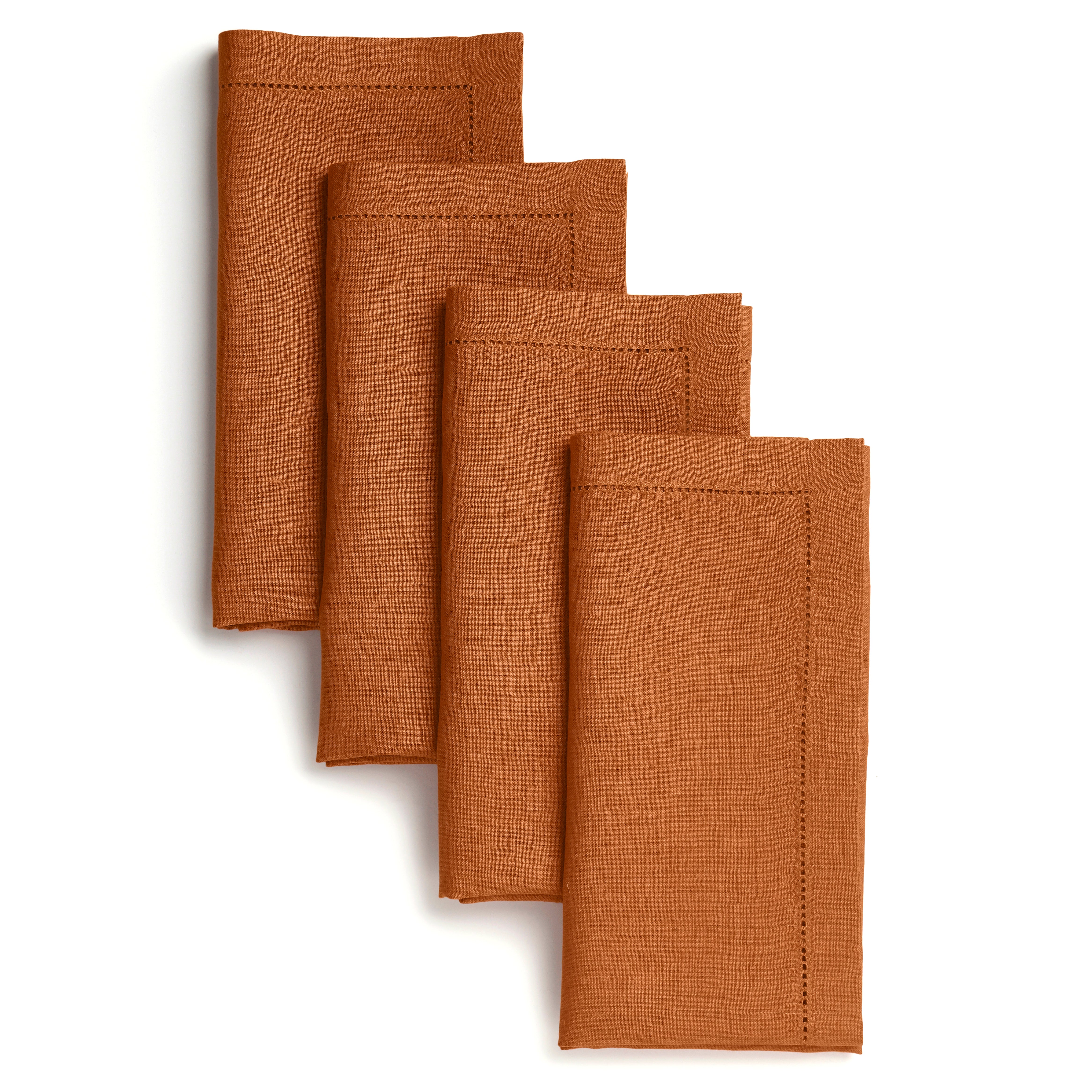Signature Linen™ Rust Dinner Napkins - Hemstitch, 4 pcs