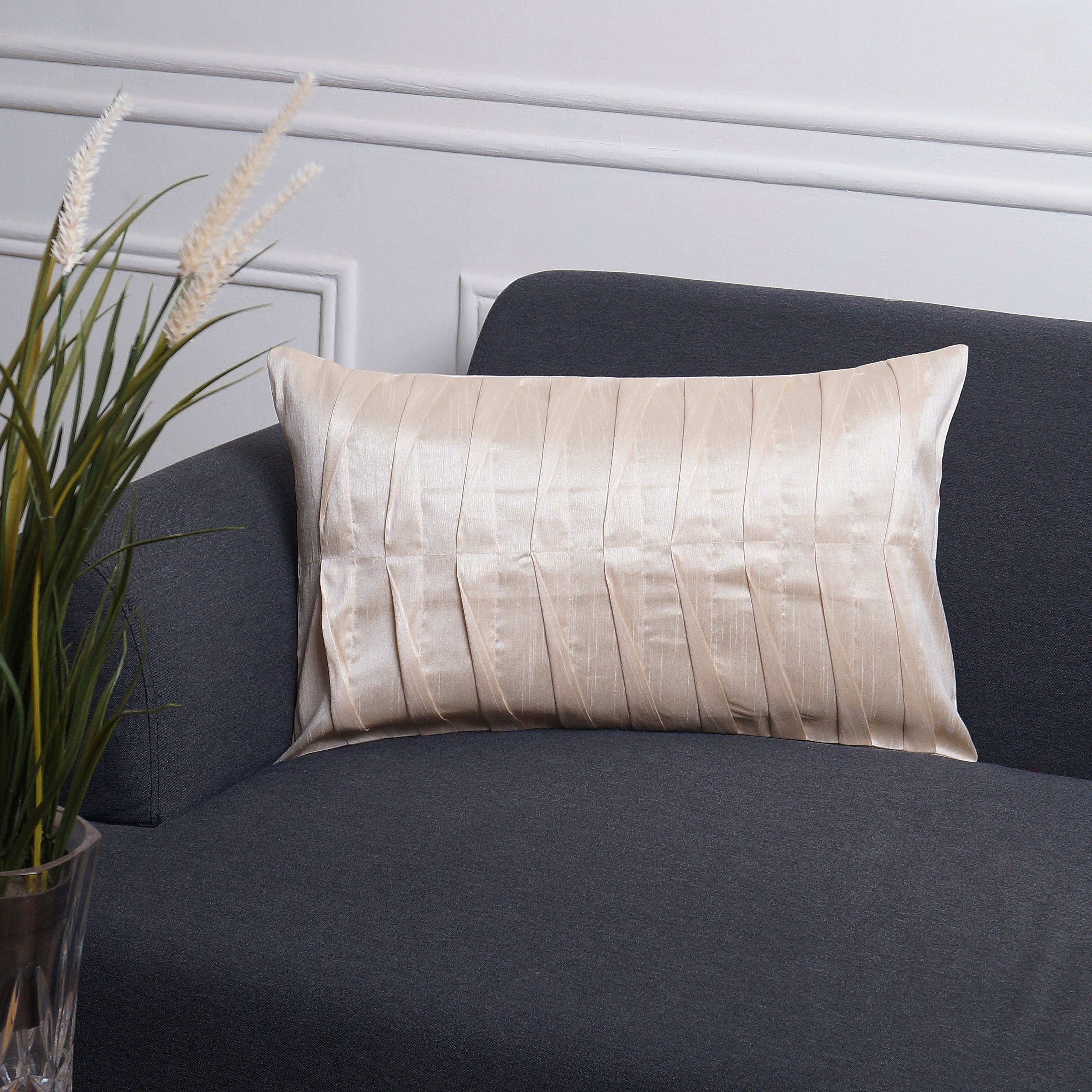 Rippled Harmony Pillow Cover Rectangle - Natural