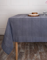 Charcoal Grey Raw Silk Textured Tablecloth - Mitered Corner