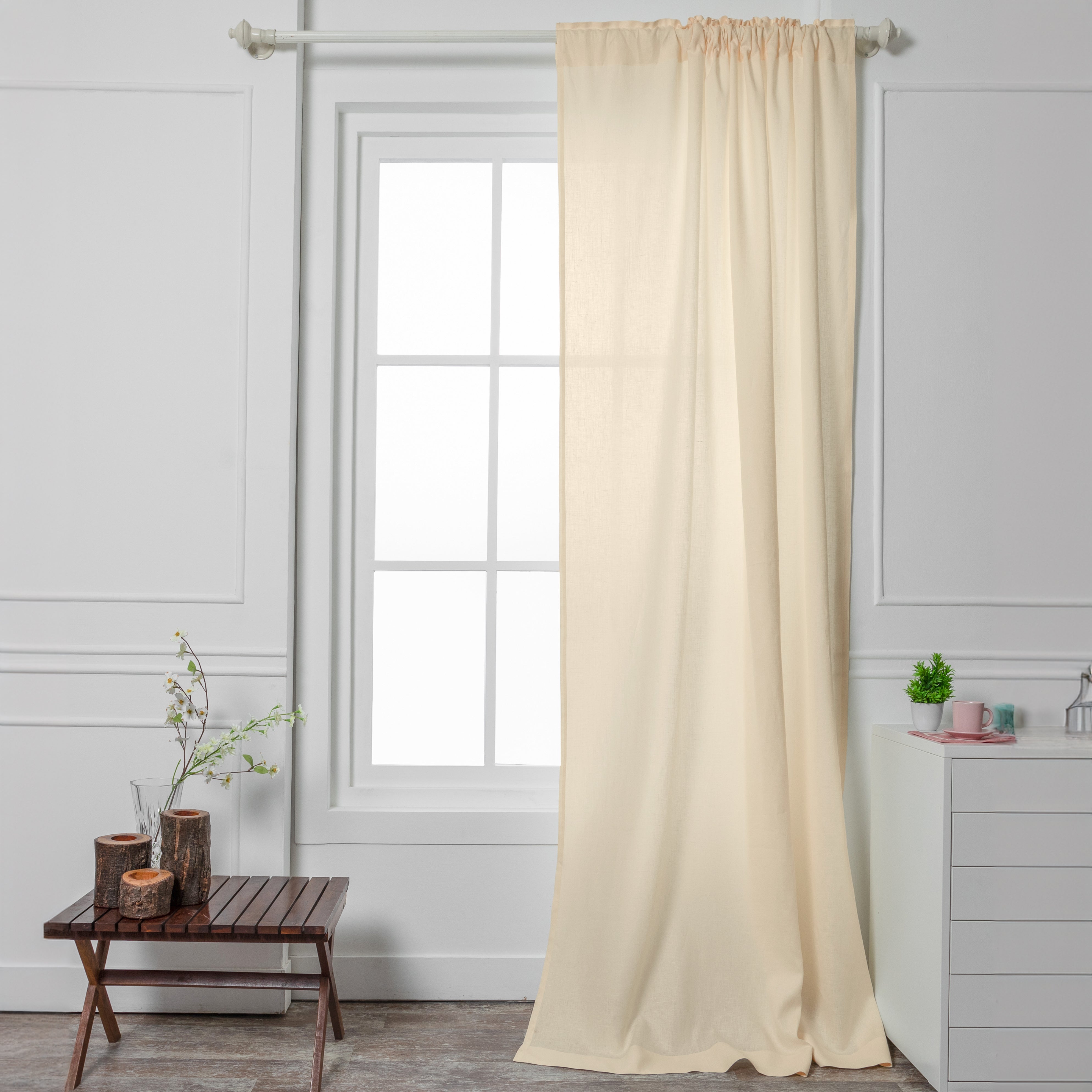 Vanilla Cream Linen Curtain - 