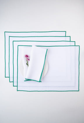White And Green Marrow Edge Placemats