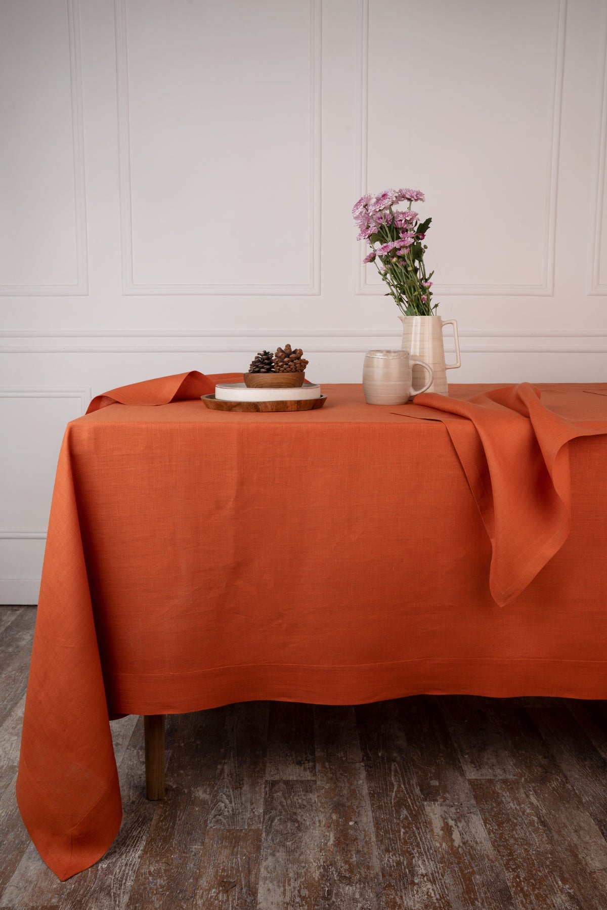 Rust Linen Tablecloth - Hemmed