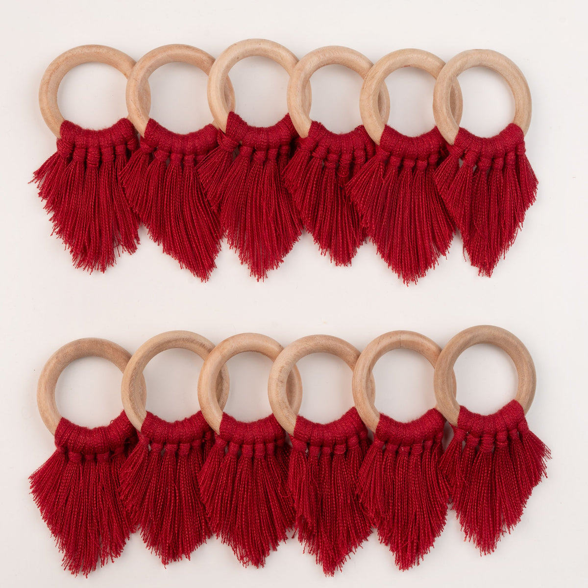Red Napkin Rings With Fringe