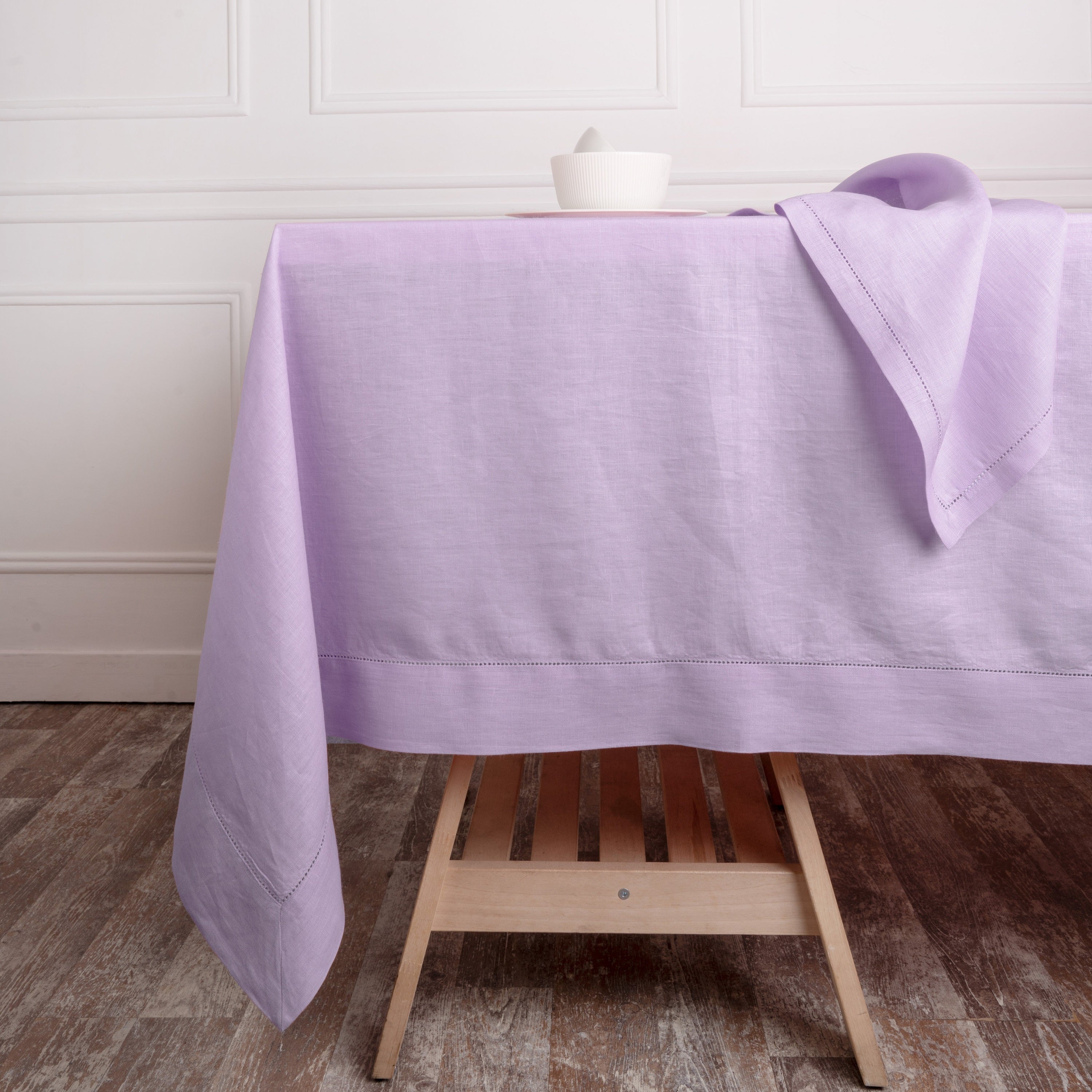 Lavender Linen Tablecloth, Hemstitch