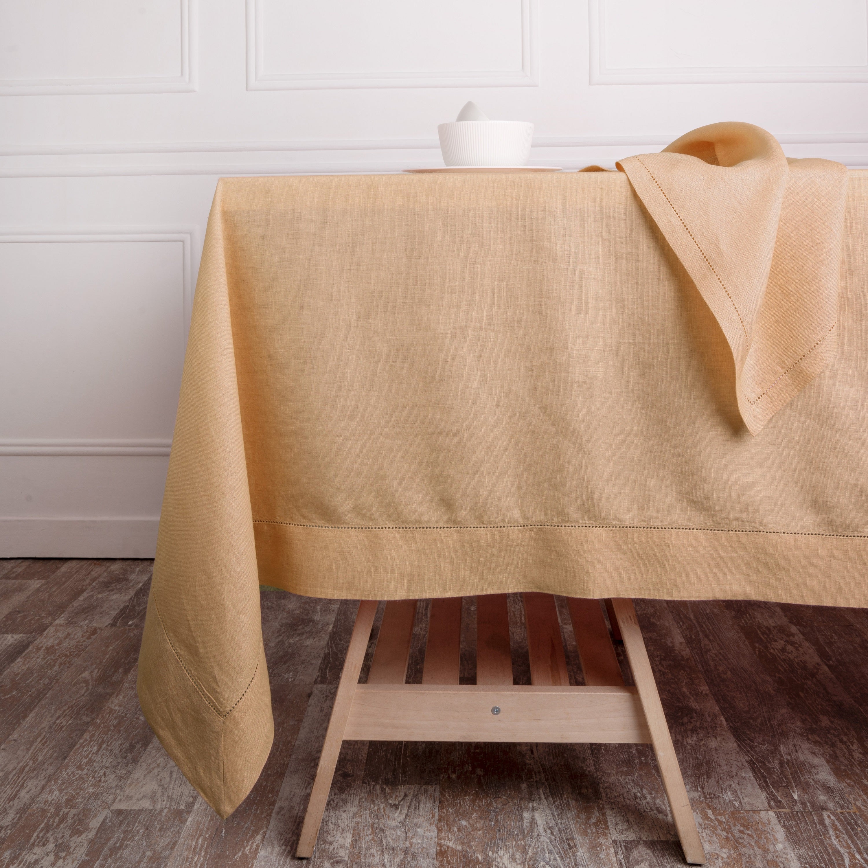 Beige Linen Tablecloth, Hemstitch