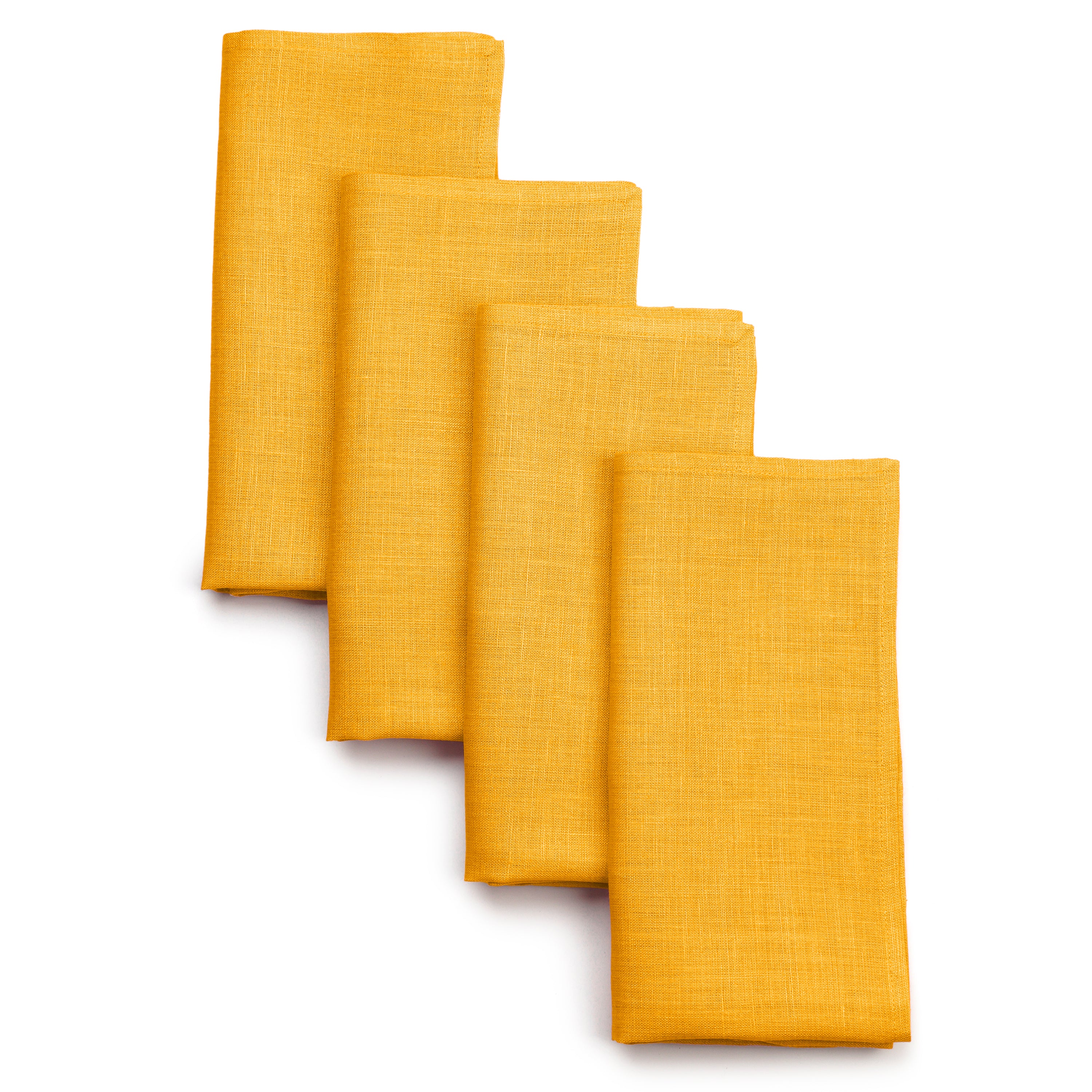 Sunflower Yellow Linen Napkins, Hemmed, 18 x 18 inch, 4 pcs