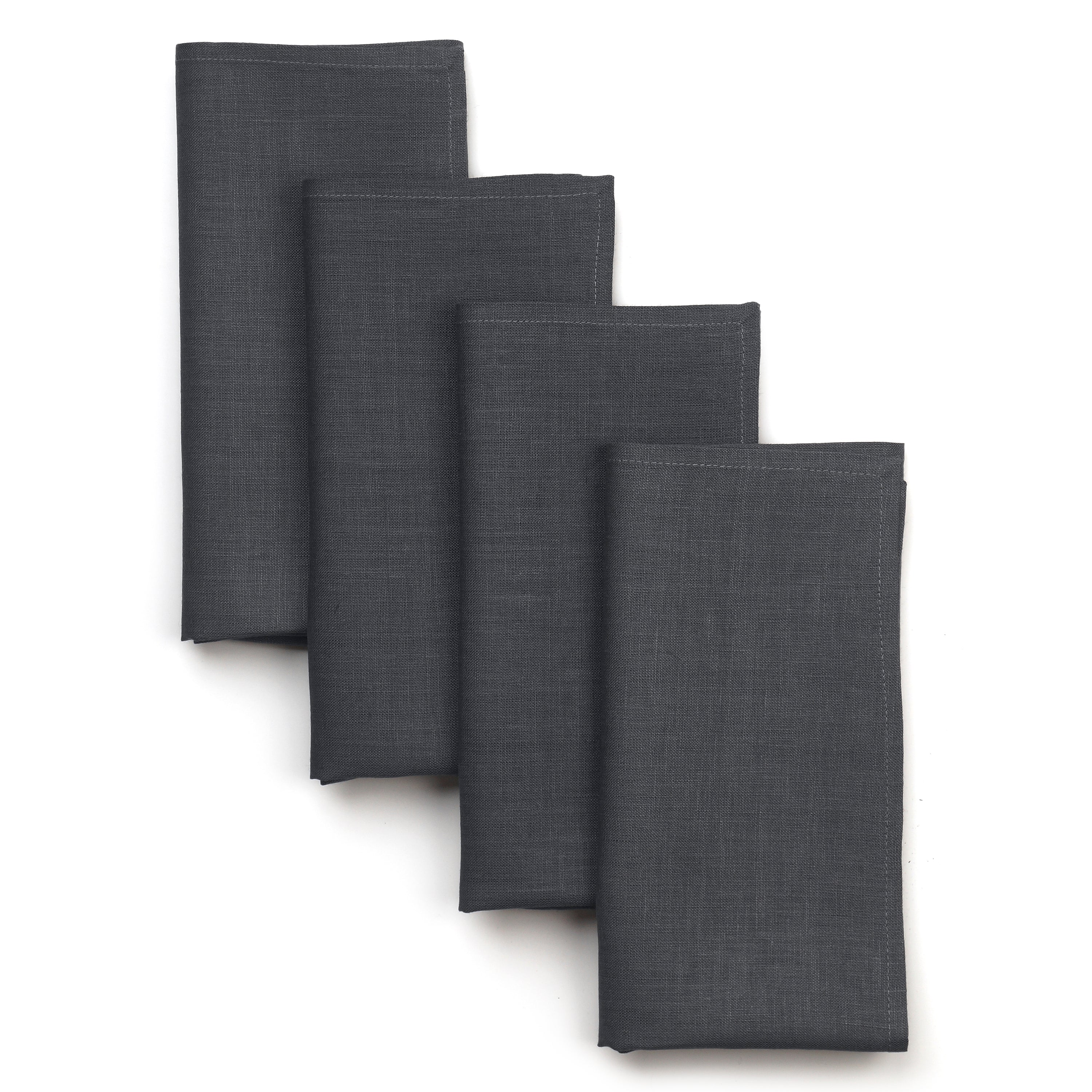 Charcoal Grey Linen Napkins, Hemmed, 18 x 18 inch, 4 pcs