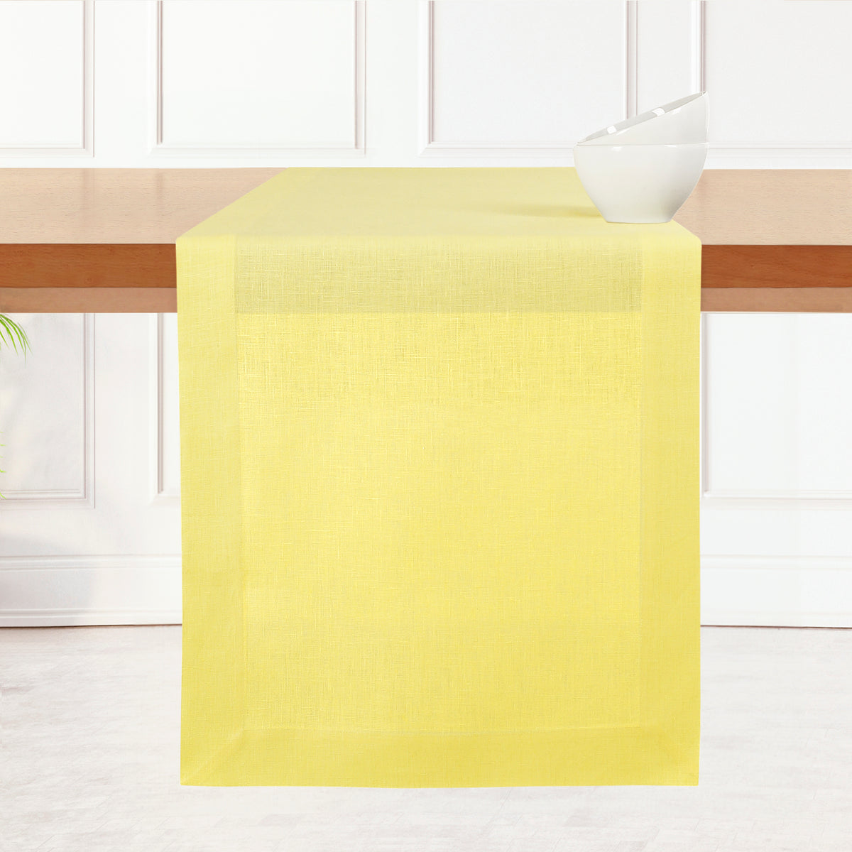 Lemon Yellow Linen Table Runner - Hemmed