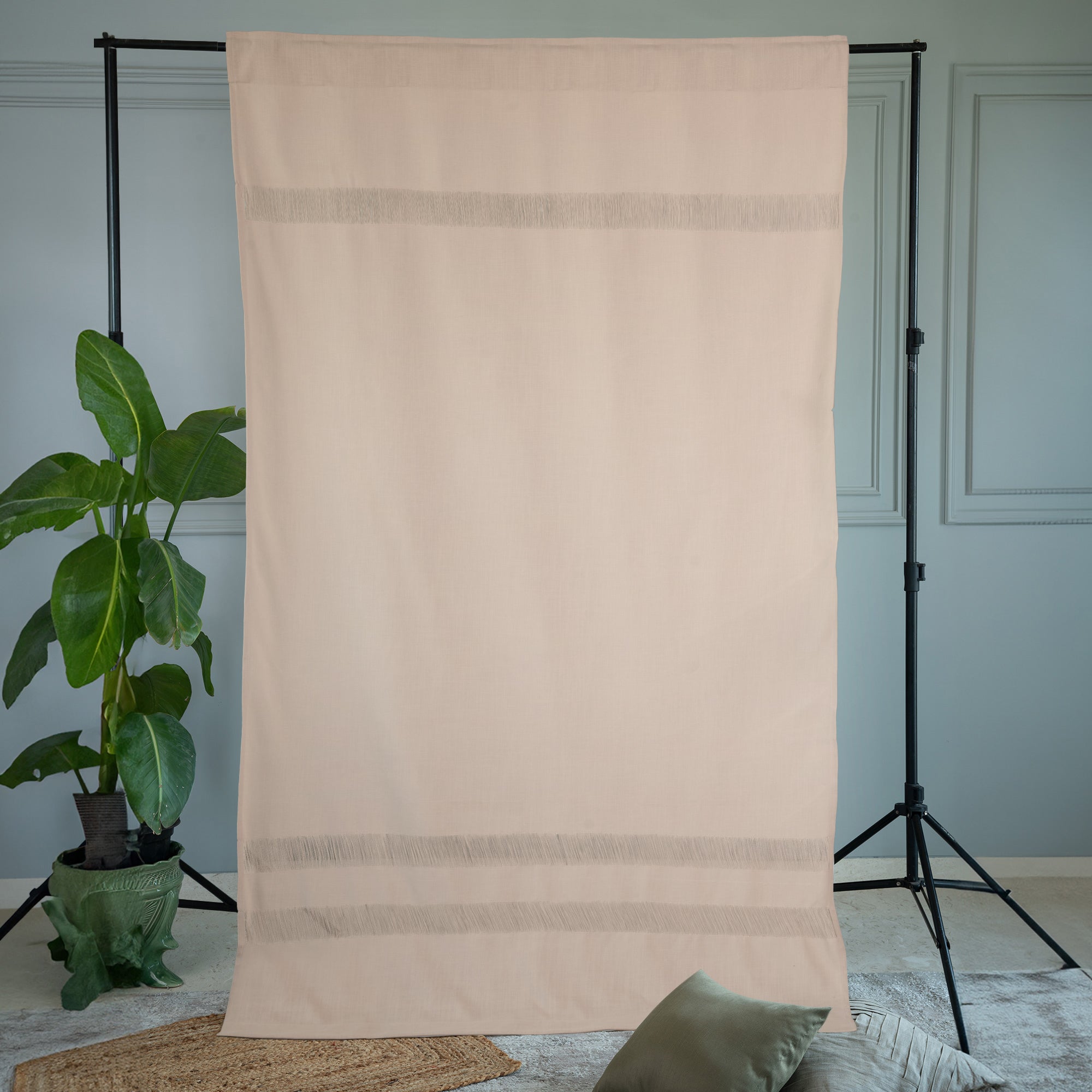 Natural Faux Linen Net Design Curtain