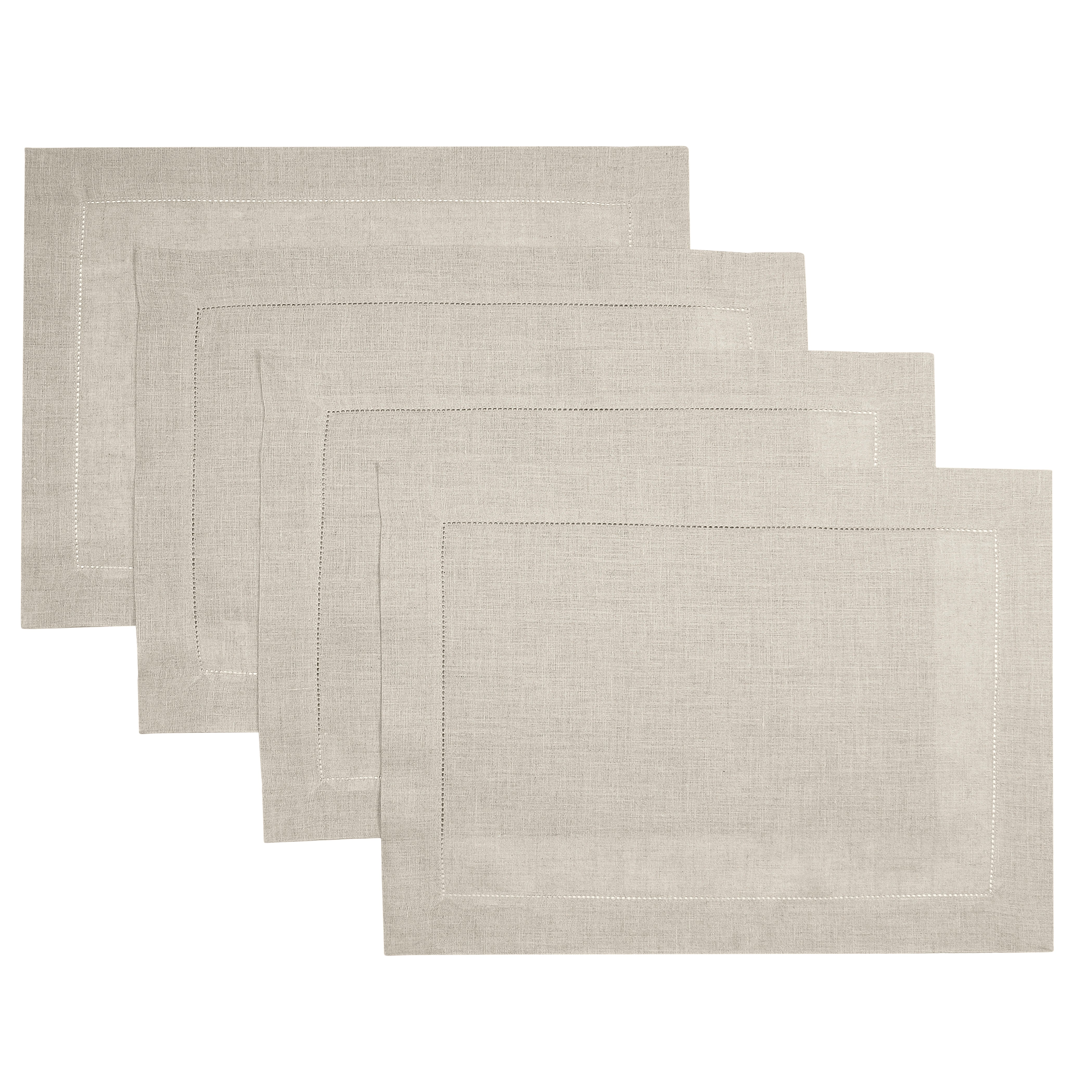 Signature Linen™ Natural Placemats - Hemstitch, 4 pcs