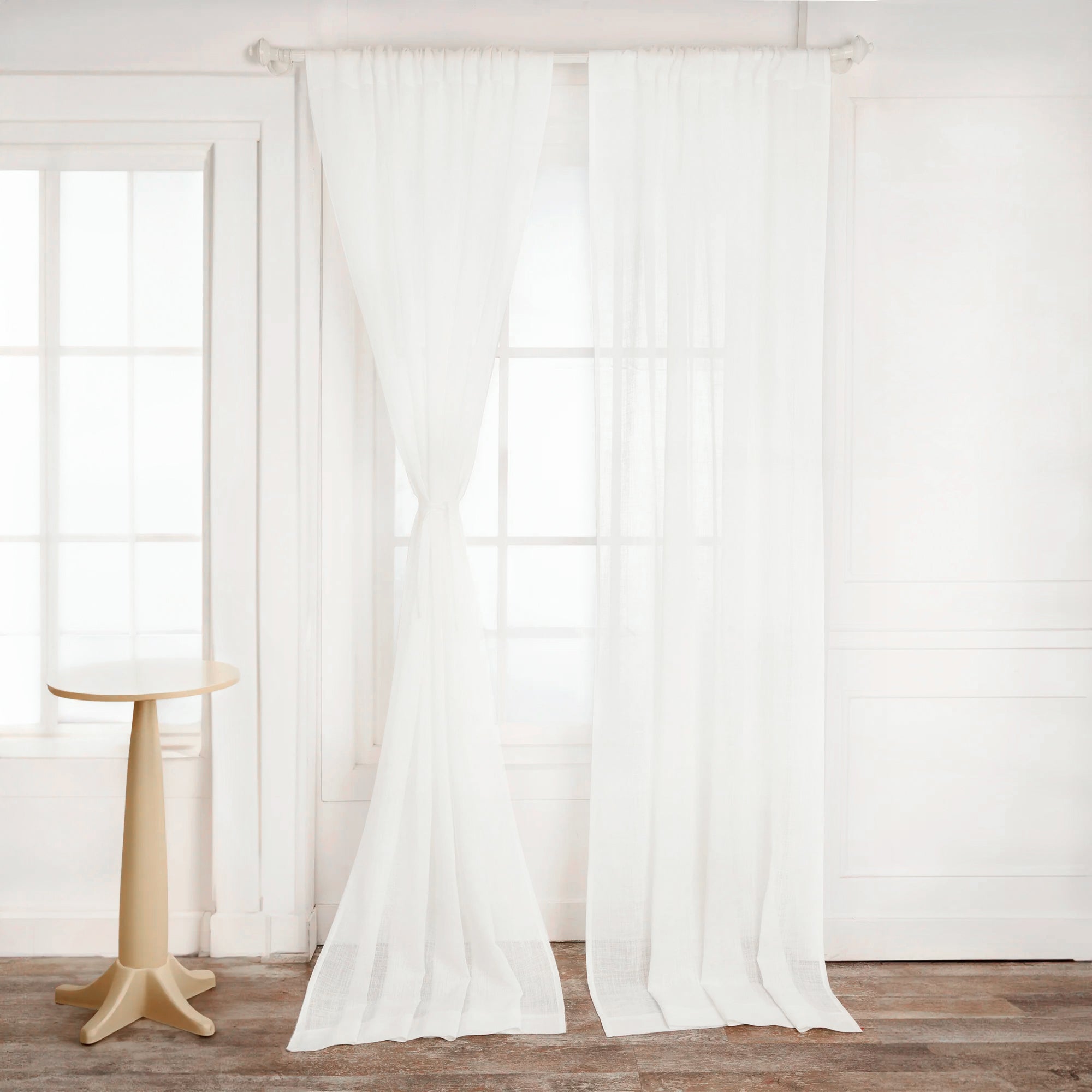 White Faux Jute Curtain