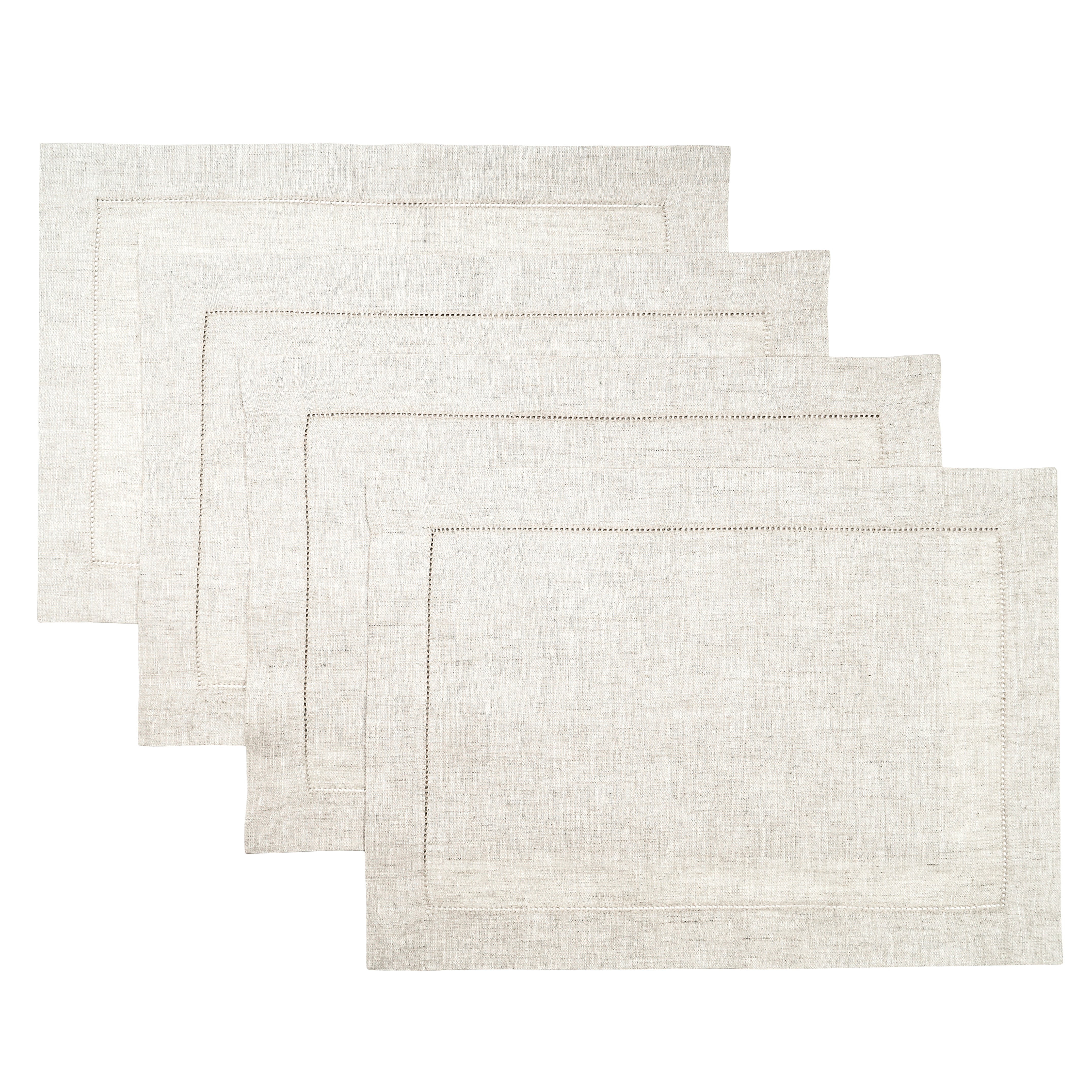 Signature Linen™ Light Natural Placemats - Hemstitch, 4 pcs