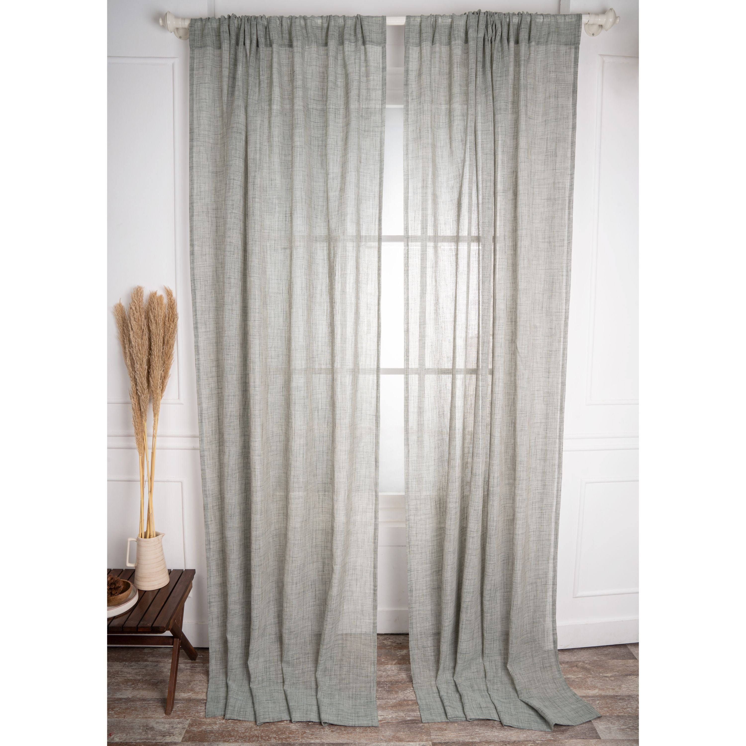 Sage Green Faux Jute Curtain