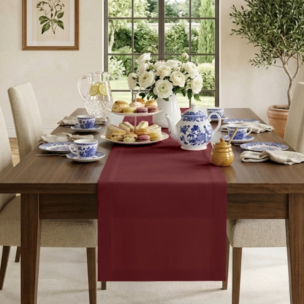 Classic Linen™ Dark Red Table Runner - Mitered Corner