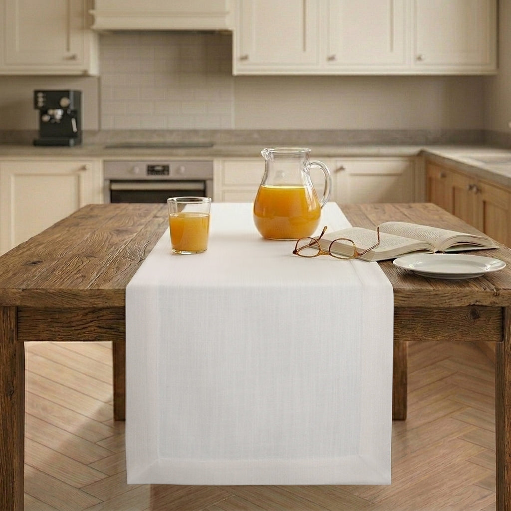 Easy Linen™ White Table Runner - Mitered Corner