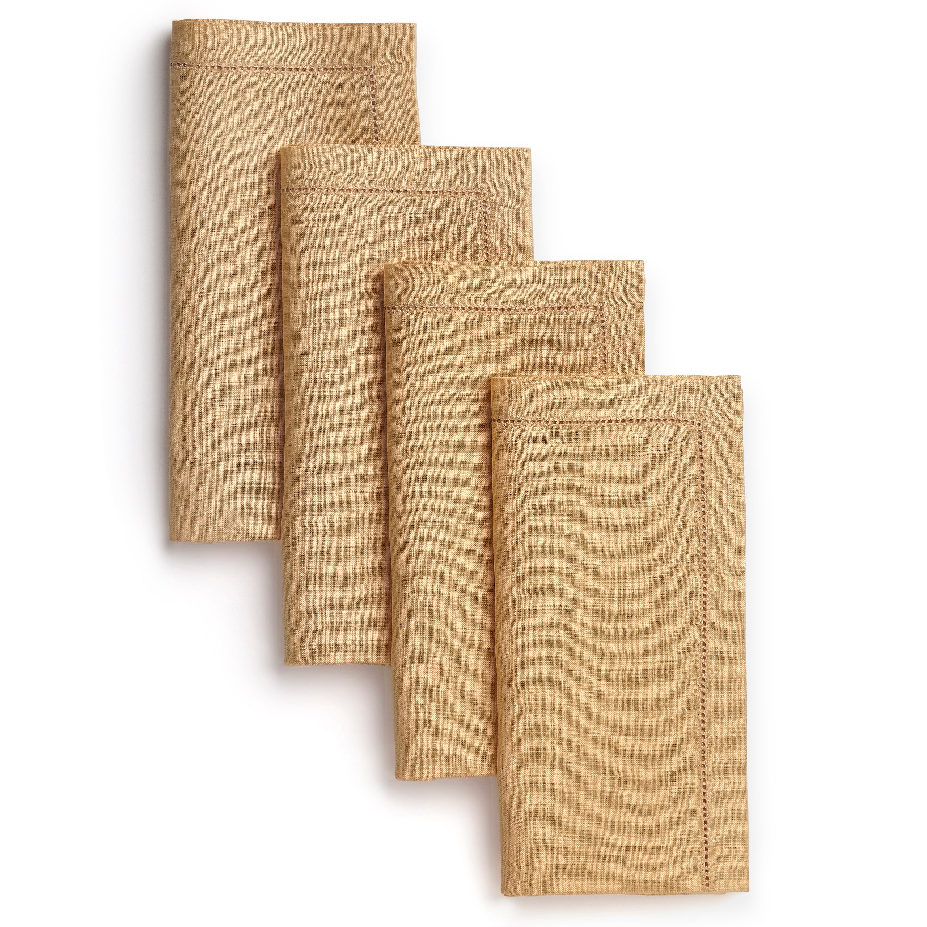 Beige Linen Napkins, Hemstitch, 20 x 20 inch, 4 pcs