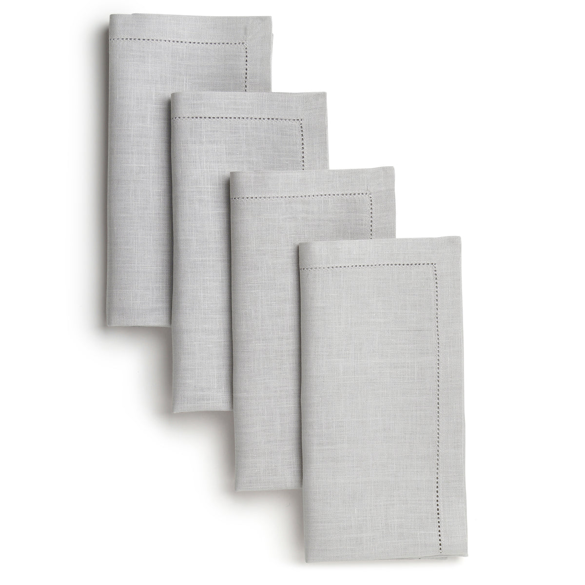 Silver Grey Linen Dinner Napkins 20 x 20 Inch Set of 4 - Hemstitch