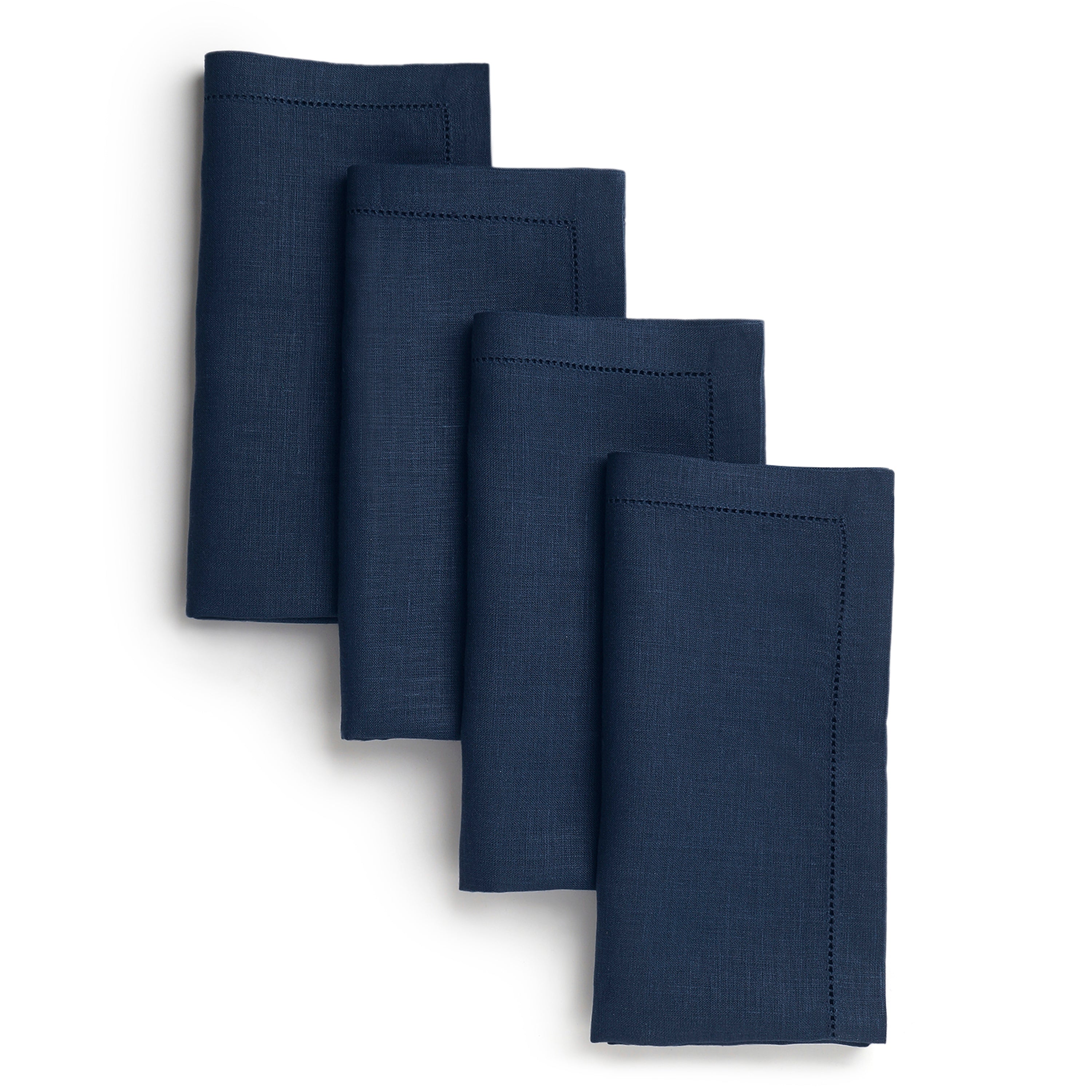 Navy Blue Linen Napkins, Hemstitch, 20 x 20 inch, 4 pcs