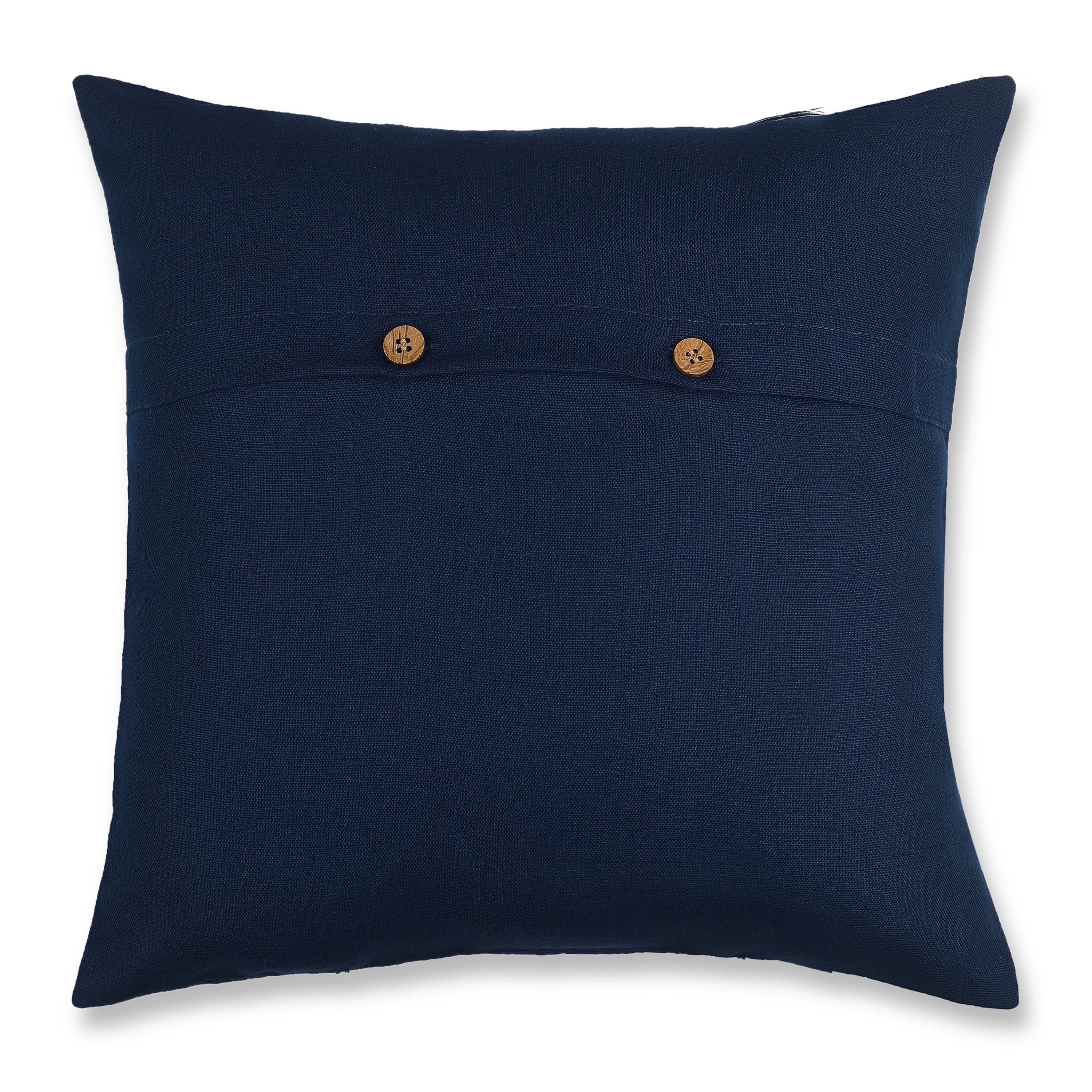 Bohemian Double Fringe Pillow Cover - Navy Blue