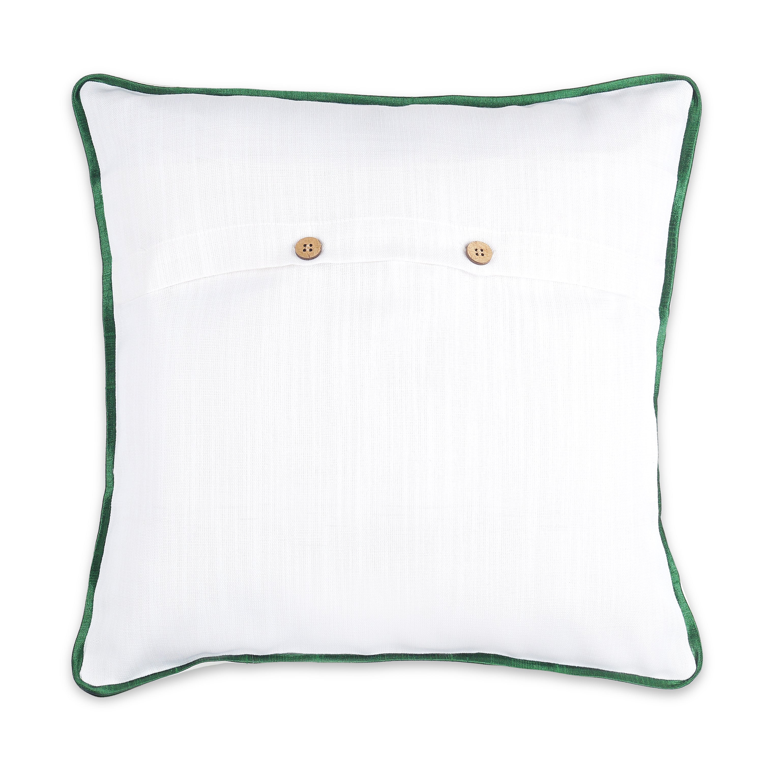 Marrow Edge Pillow Cover - White and Emerald Green