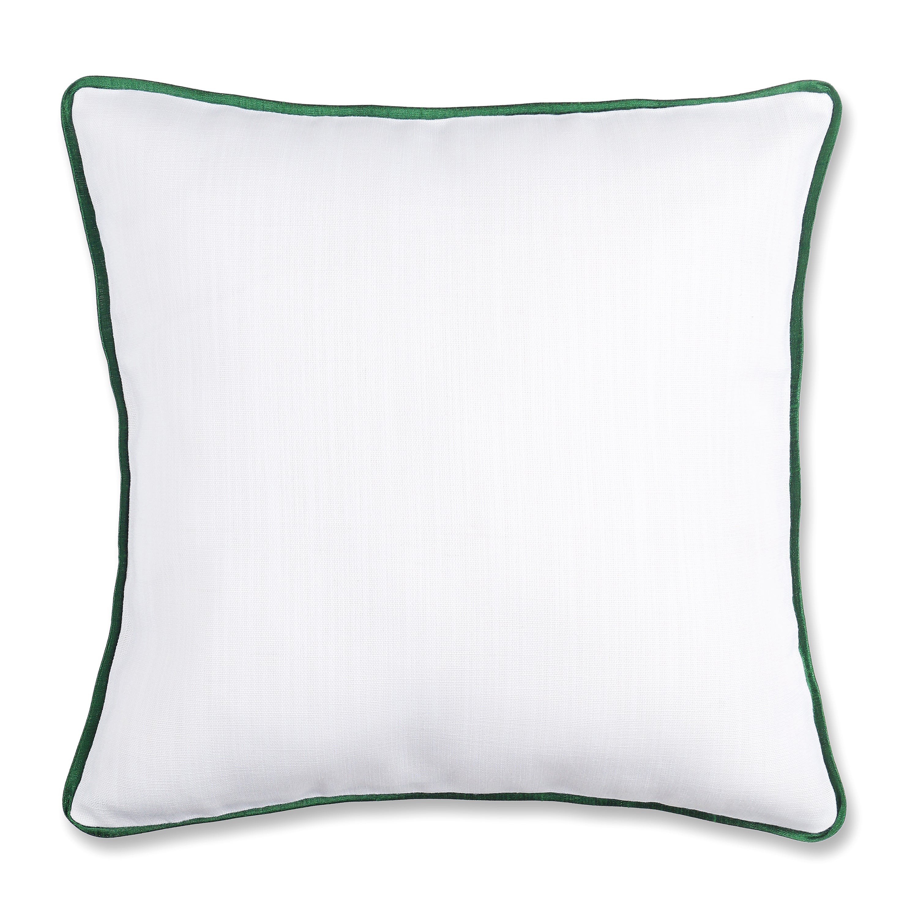 Marrow Edge Pillow Cover - White and Emerald Green