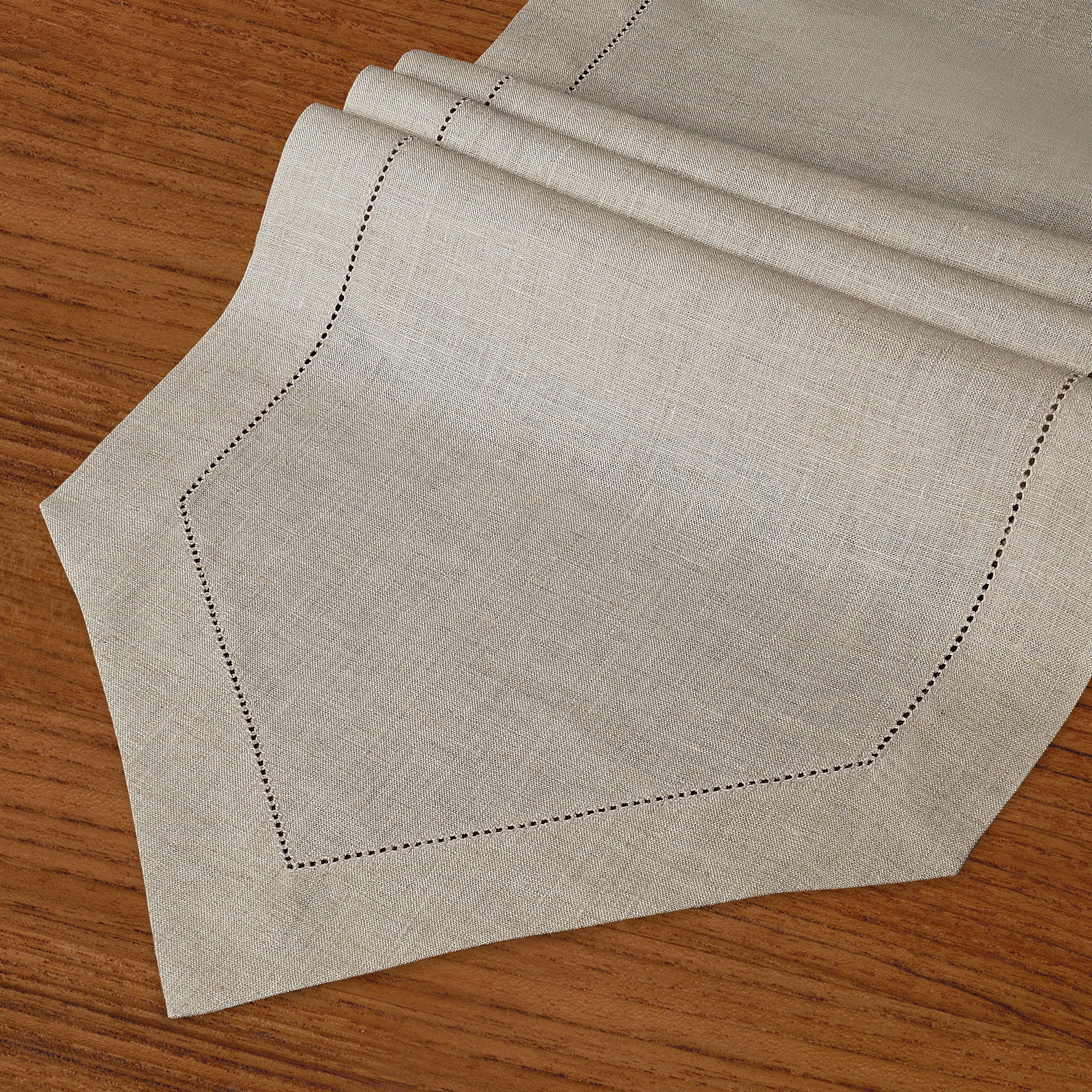 Natural Linen Table Runner, Diamond