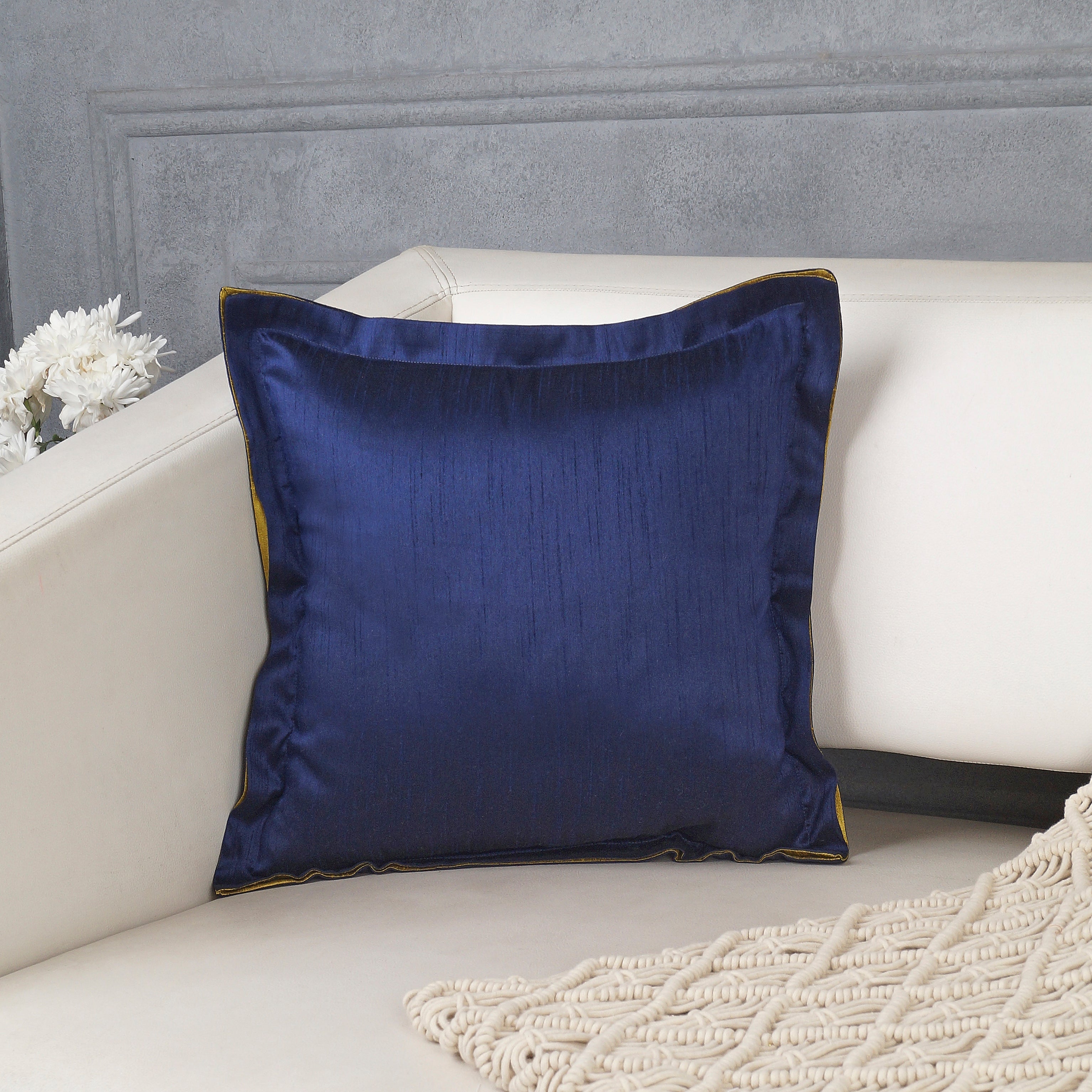 Silque Pillow Cover - Navy Blue