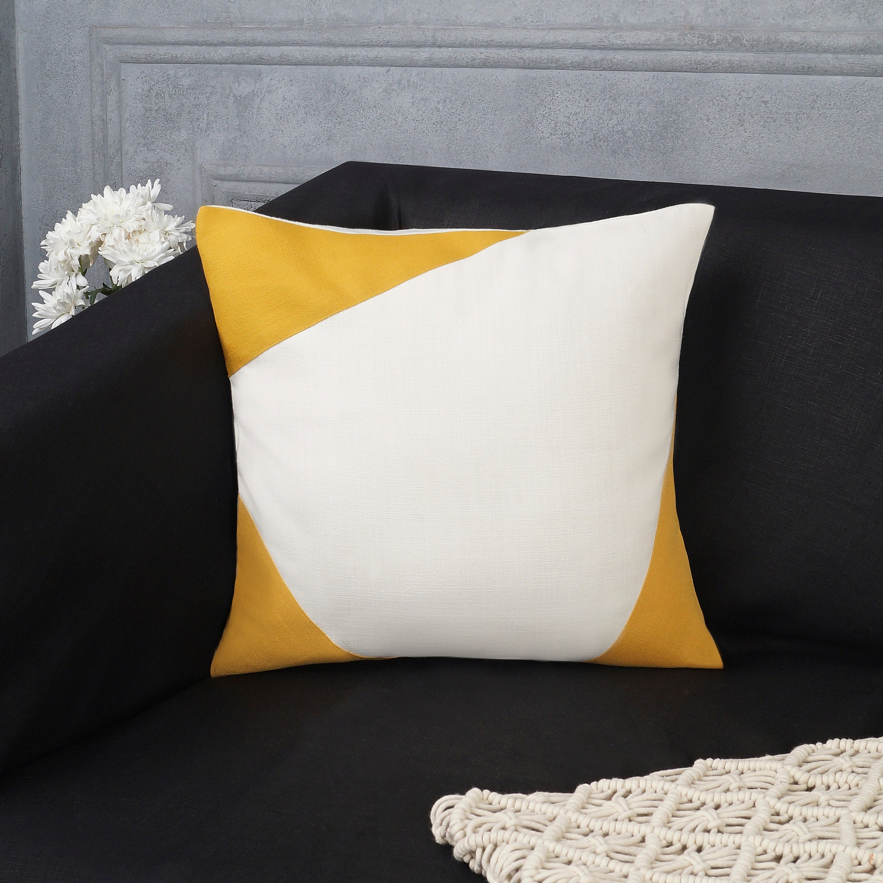 Serendipity Pillow Cover - Ivory and Mustard