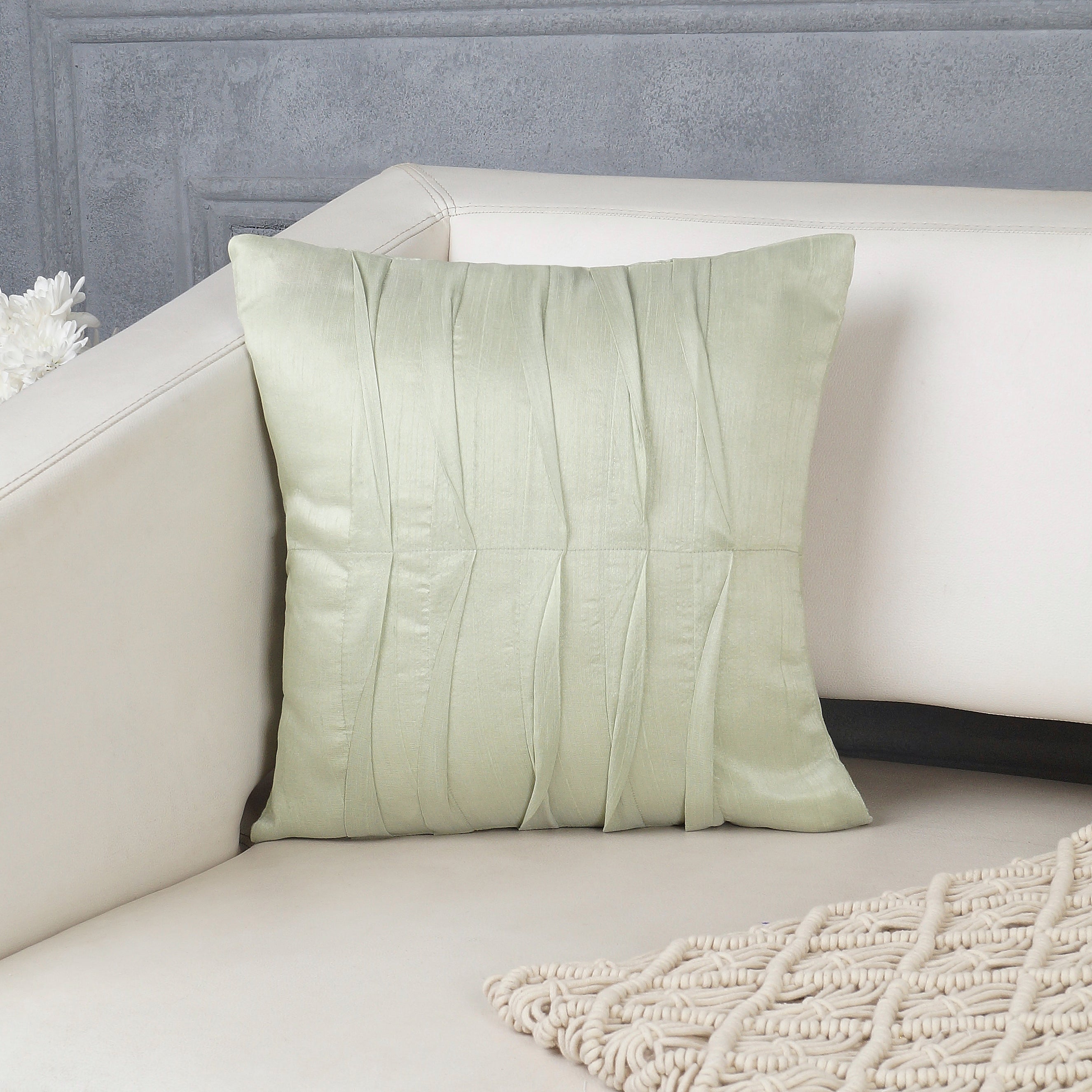 Rippled Harmony Pillow Cover - Sage Green