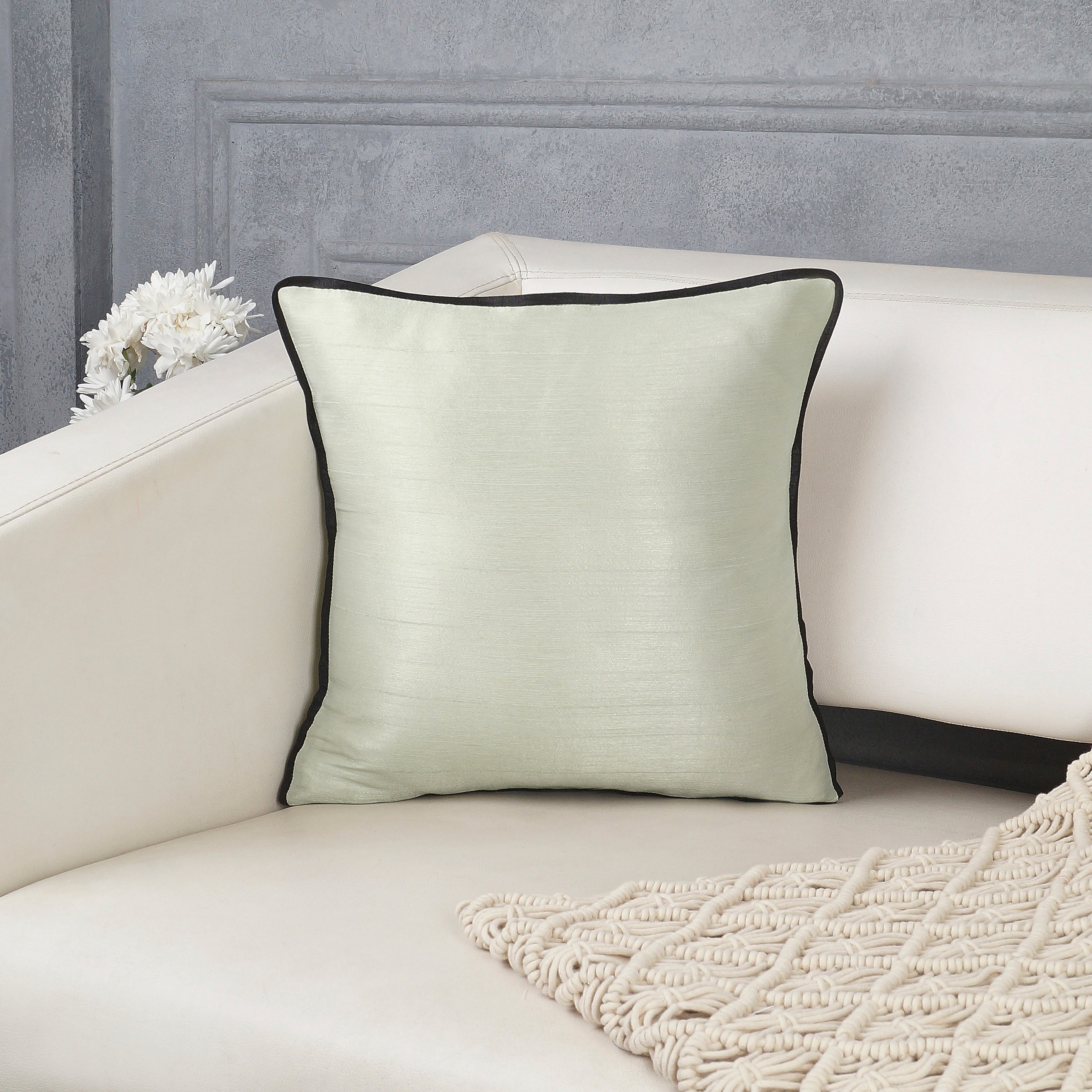 Frostine Pillow Cover - Sage Green and Charcoal Grey