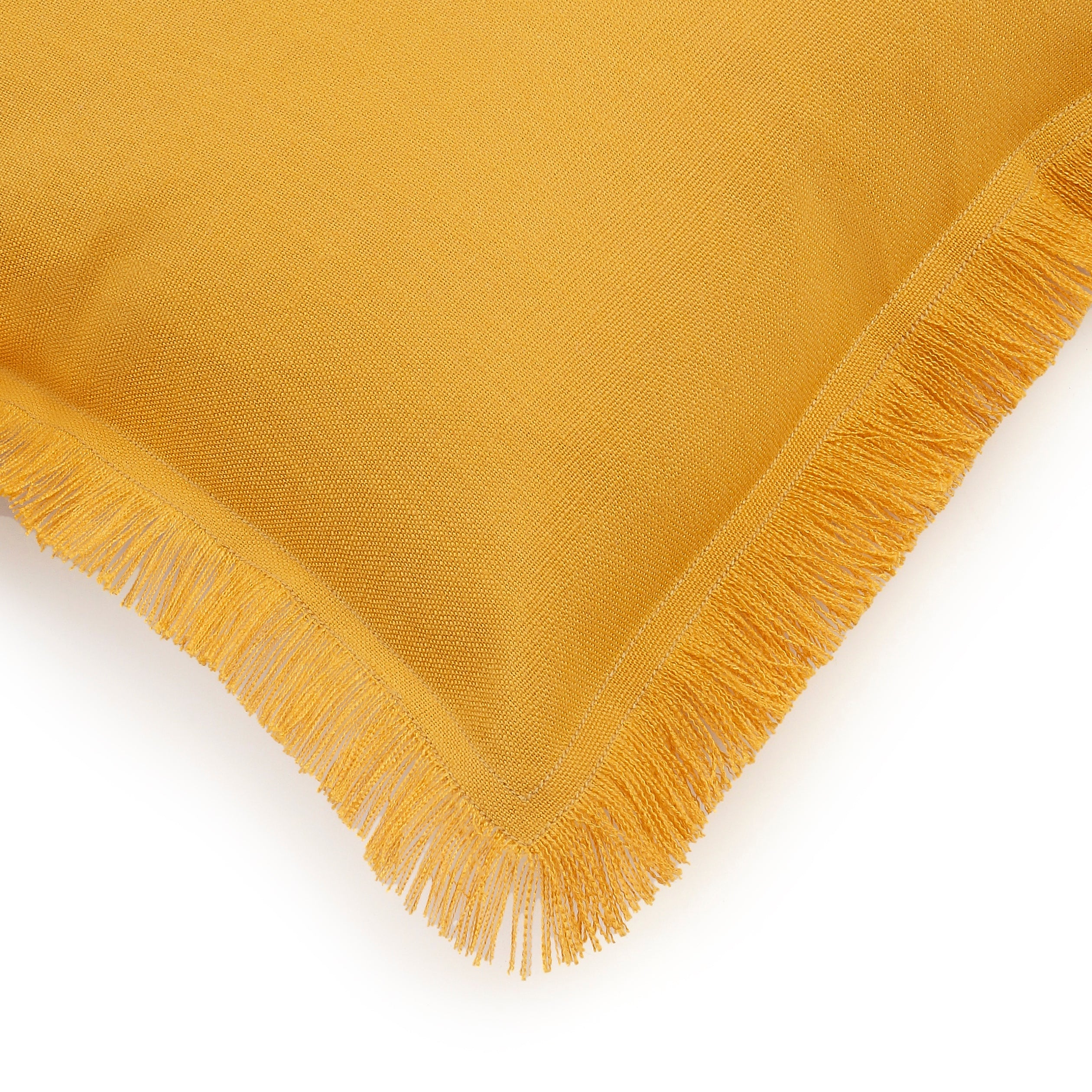 Bohemian Fringe Pillow Cover - Mustard