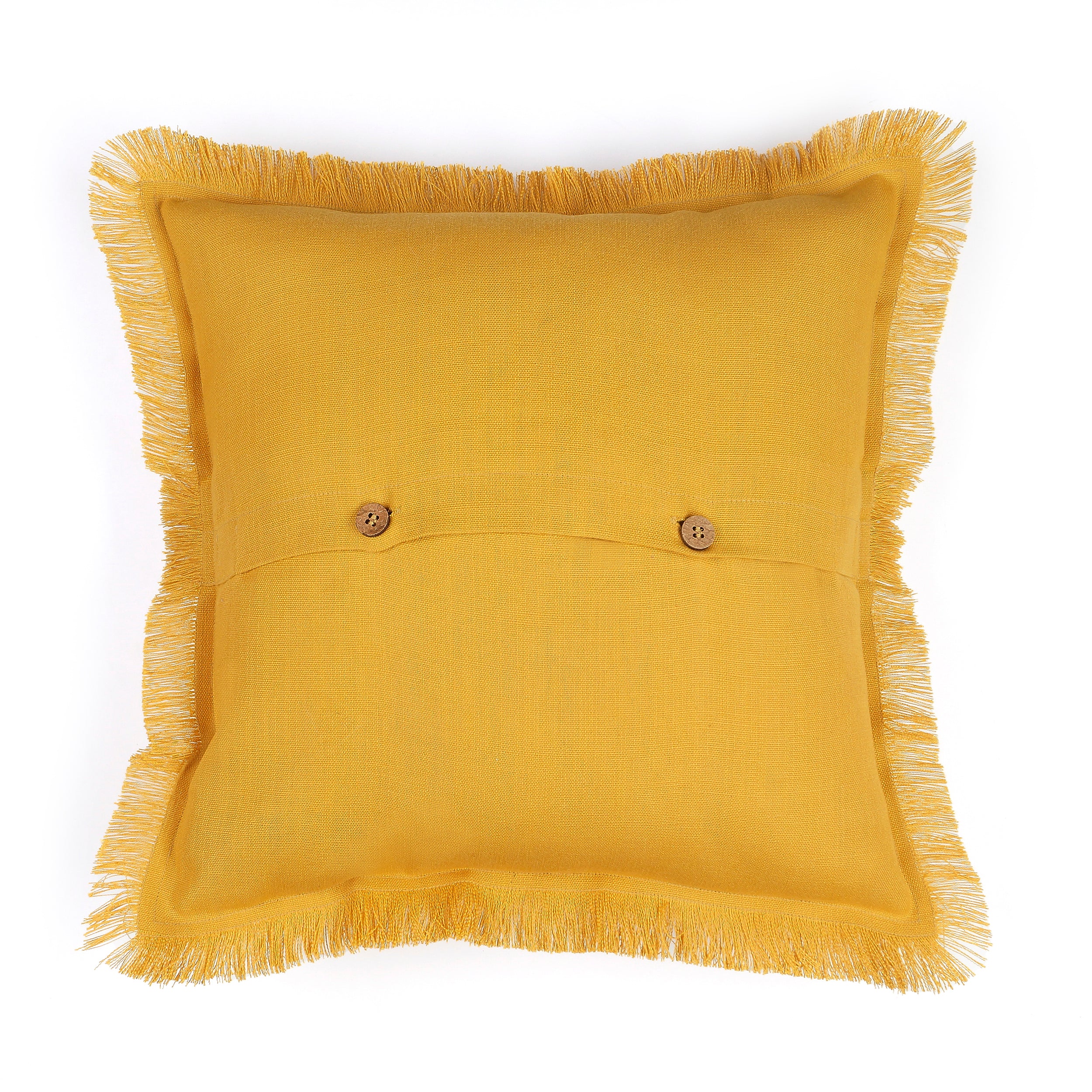 Bohemian Fringe Pillow Cover - Mustard