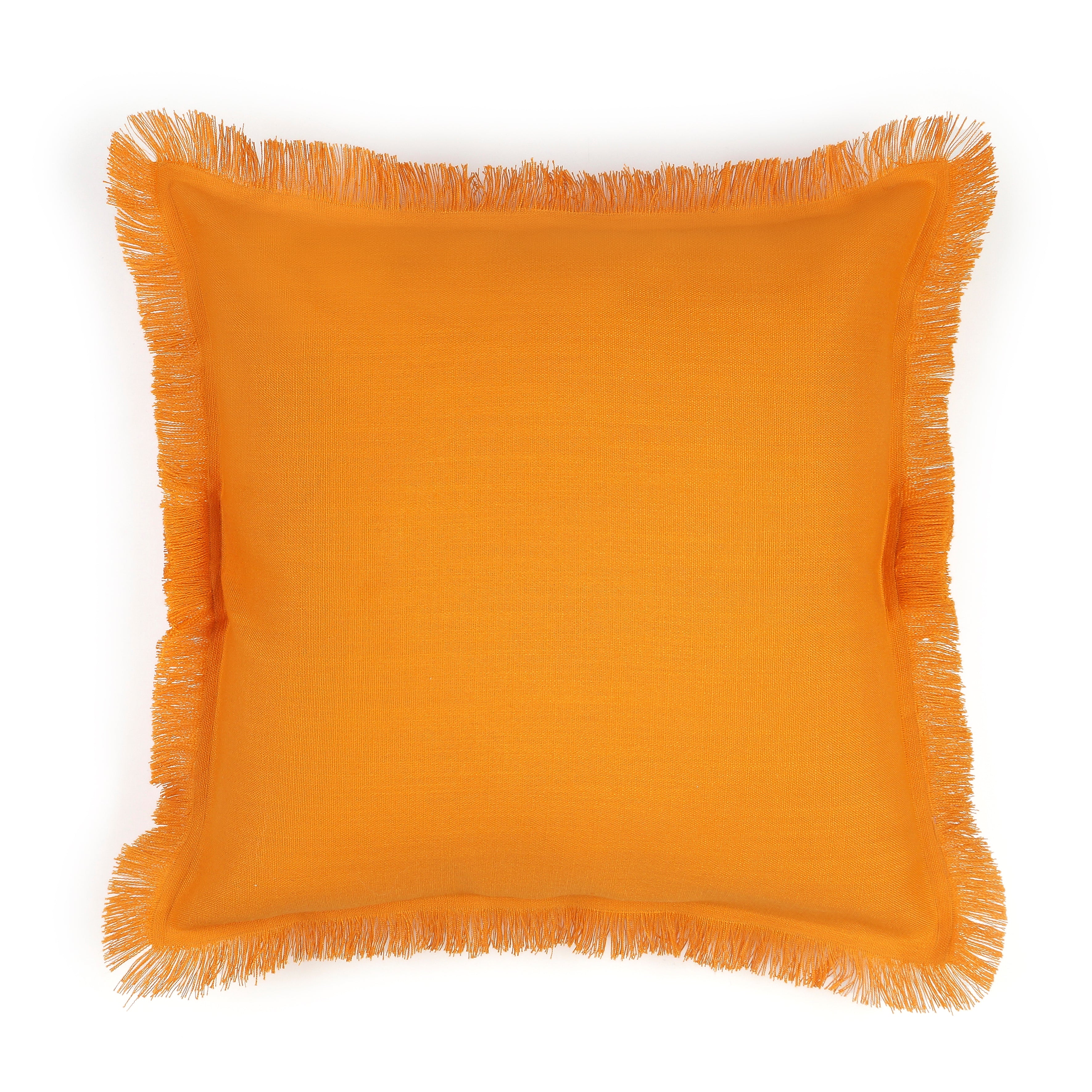 Bohemian Fringe Pillow Cover - Orange