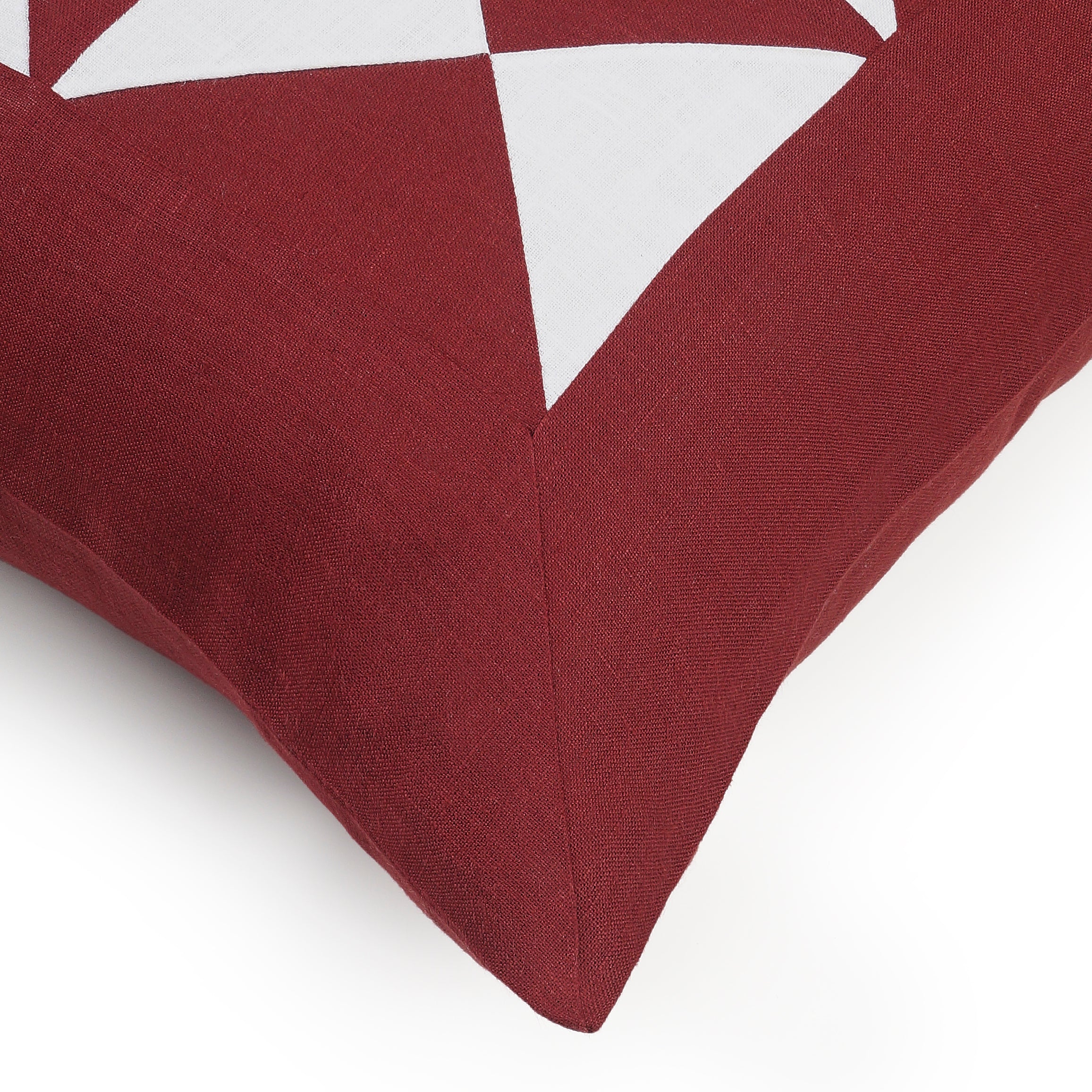 La Jolie Linen Pillow Cover - Dark Red and White