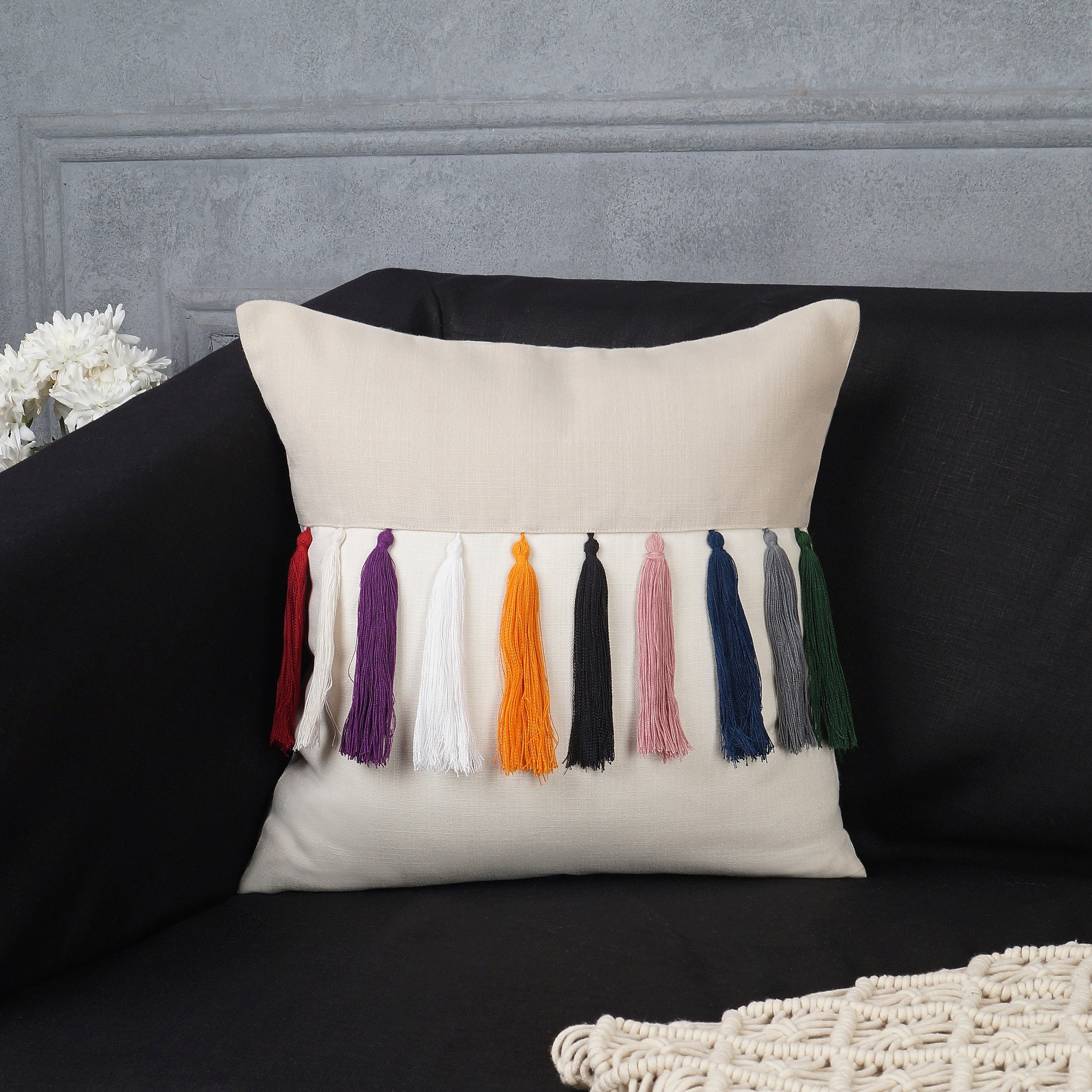 Bohemian Tassel Symphony Pillow Cover - Multicolor