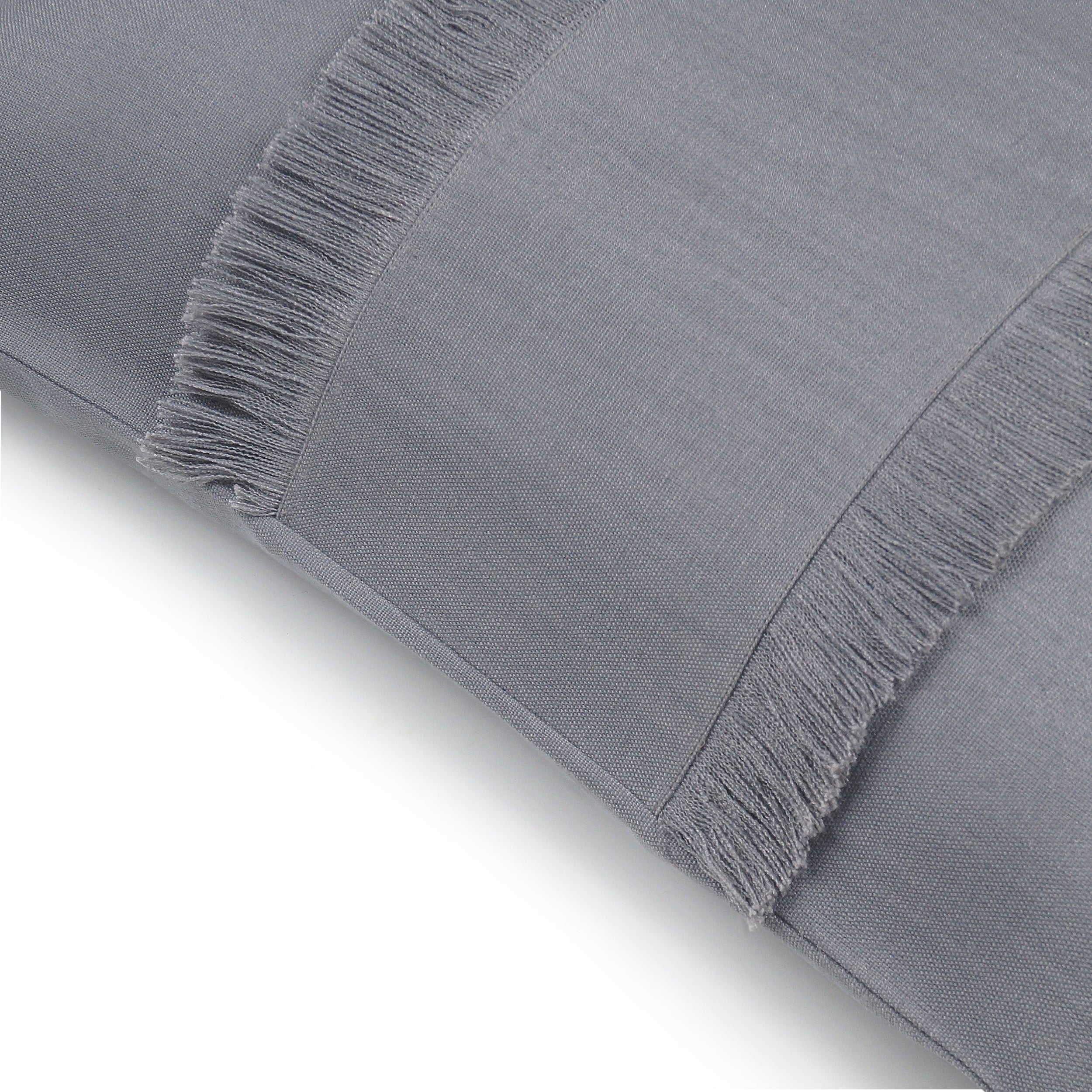 Bohemian Double Fringe Pillow Cover Rectangle - Charcoal Grey