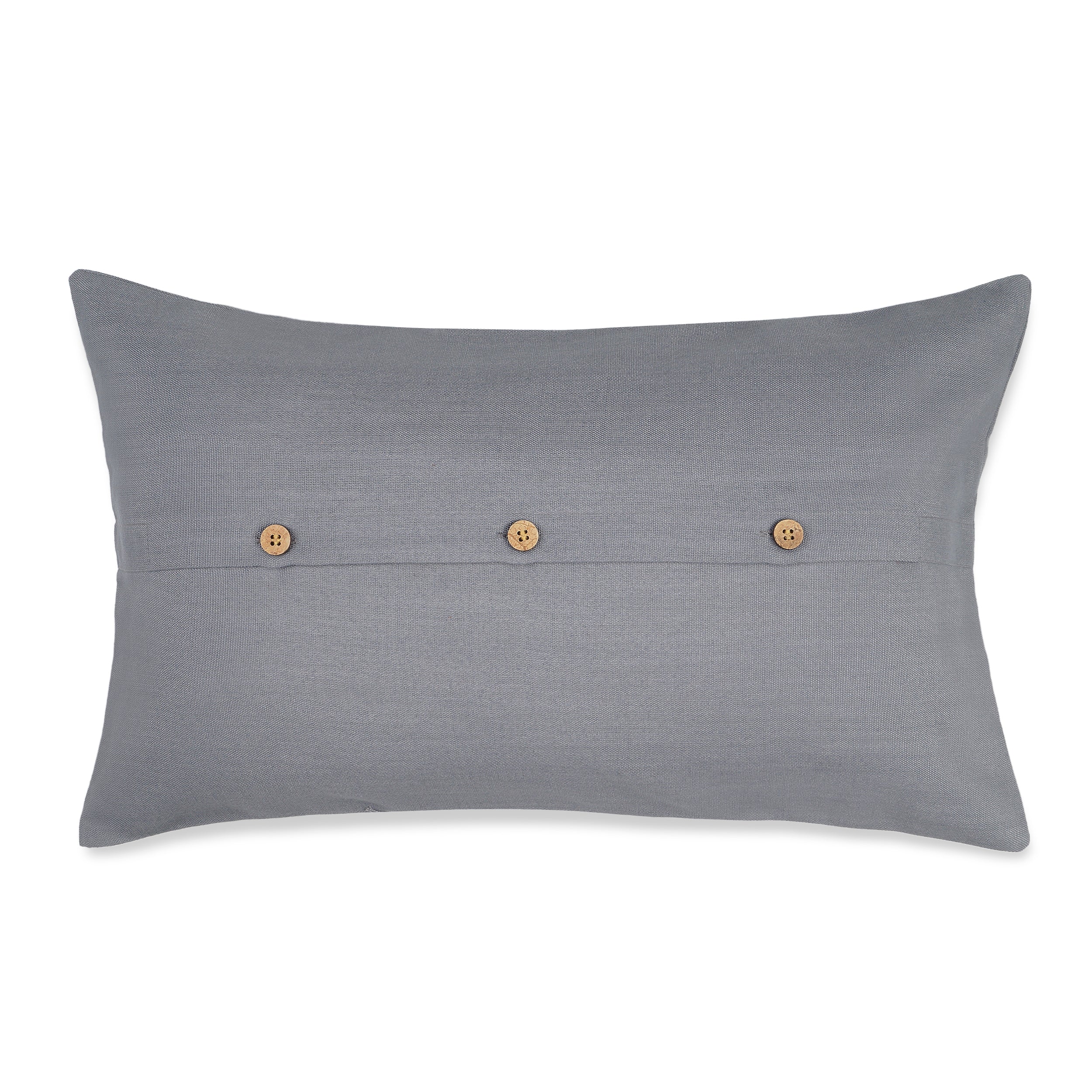 Bohemian Double Fringe Pillow Cover Rectangle - Charcoal Grey