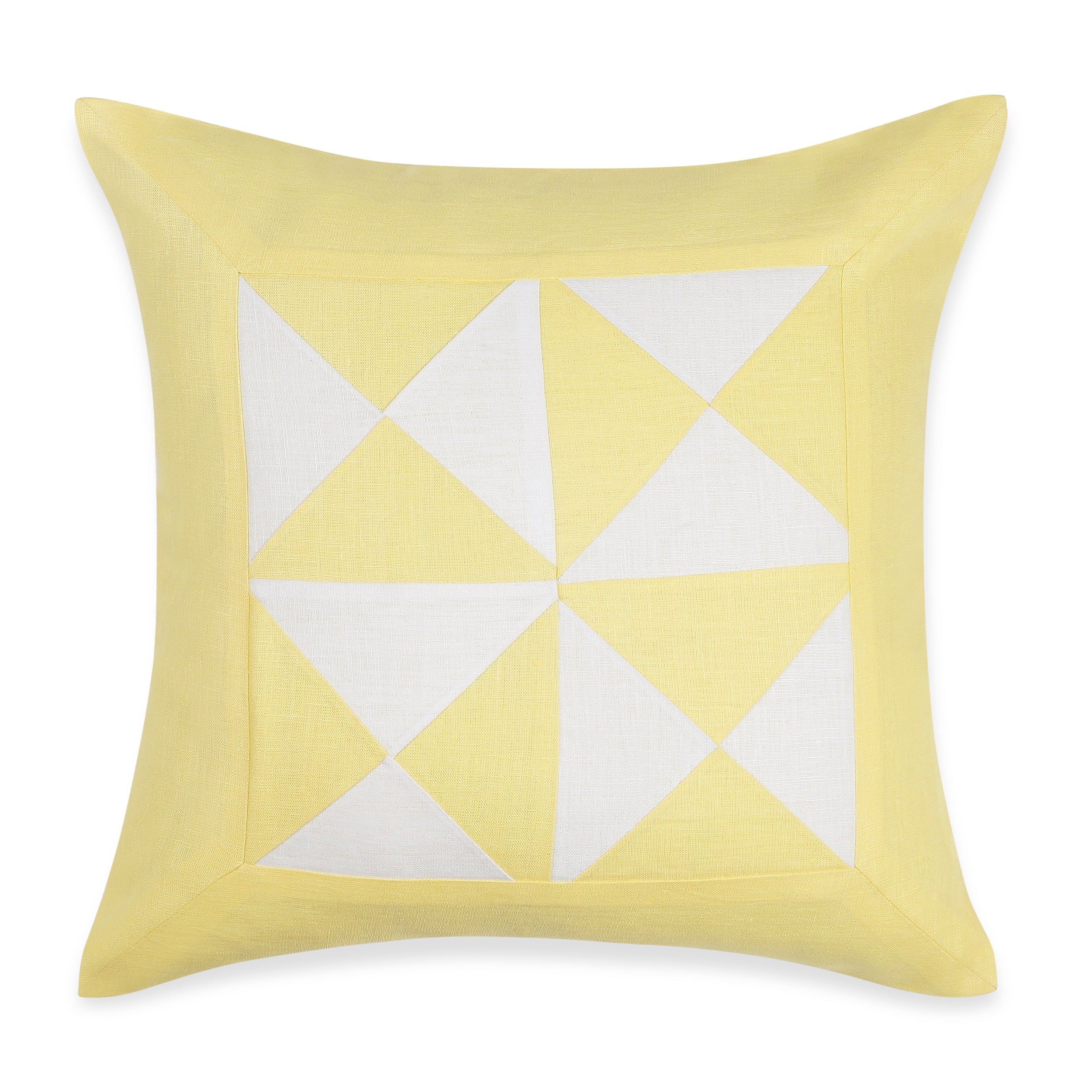 La Jolie Linen Pillow Cover - Lemon Yellow and White